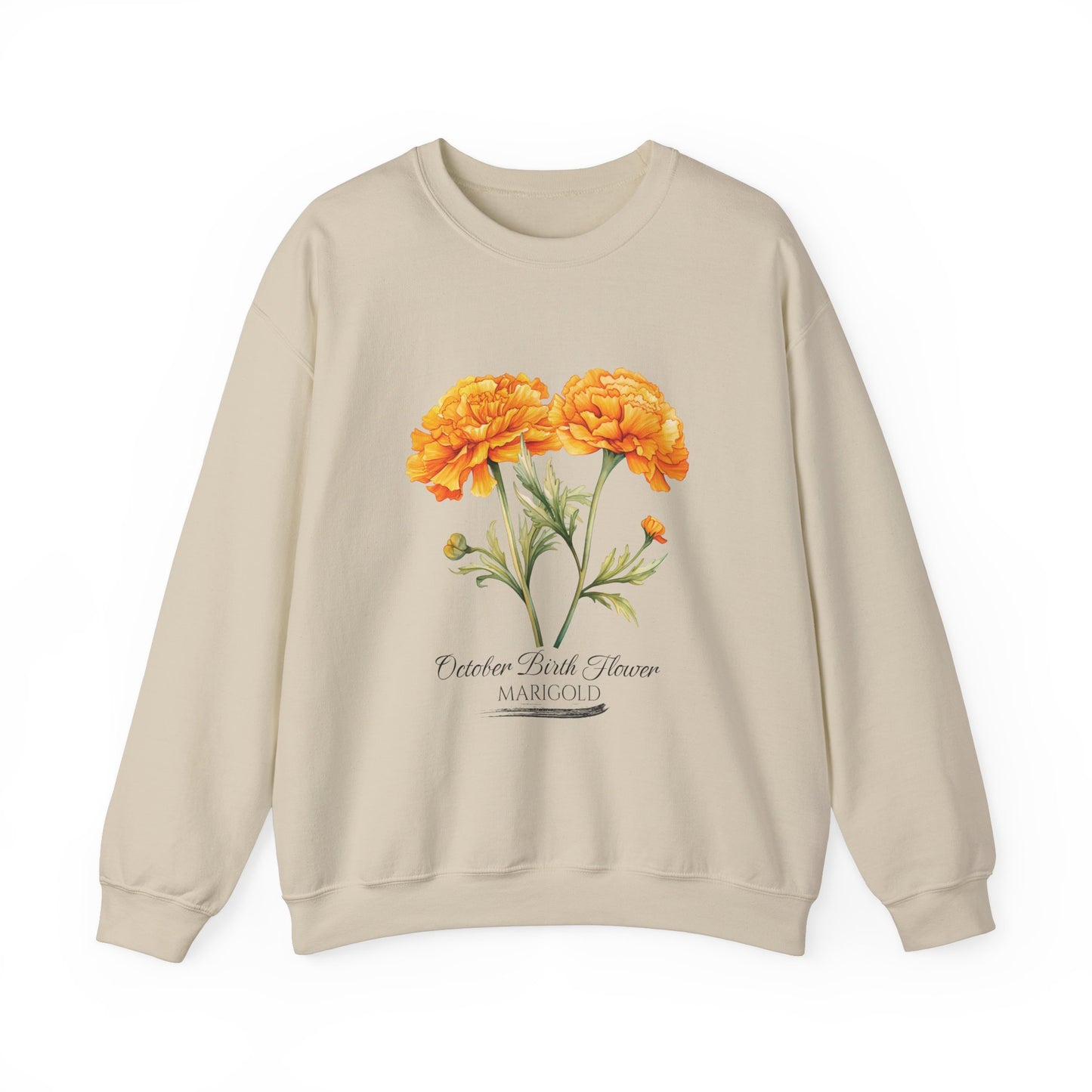 October Birth Flower (Marigold) - Unisex Heavy Blend™ Crewneck Sweatshirt