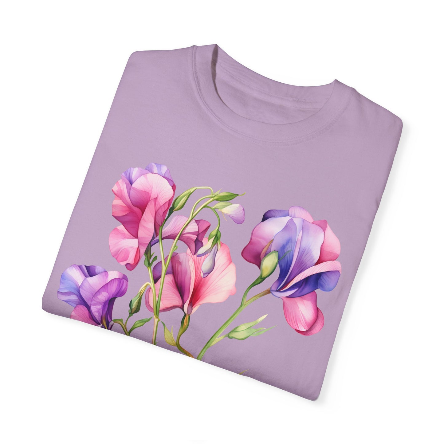 April Birth Flower "Sweet Pea" - Unisex Garment-Dyed T-shirt