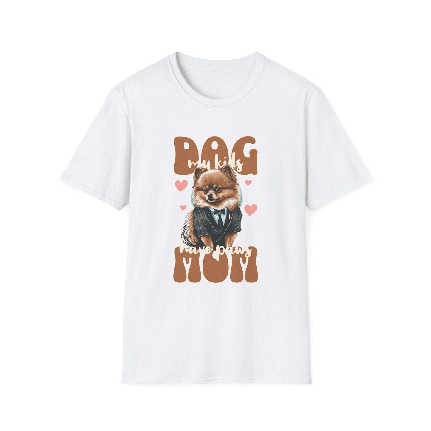 Dog Mom Softstyle T-Shirt - My Kids Have Paw Print Design