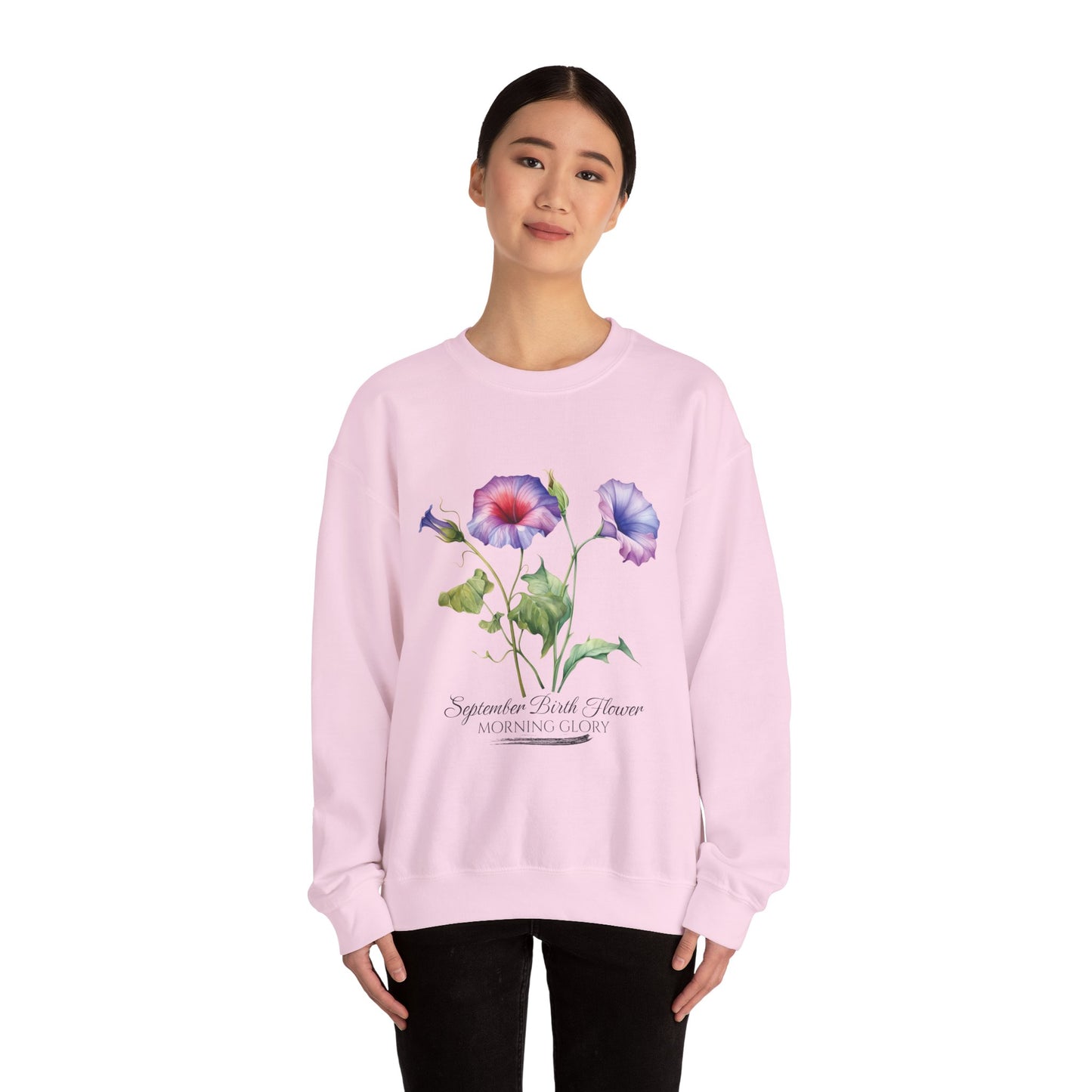 September Birth Flower (Morning Glory) - Unisex Heavy Blend™ Crewneck Sweatshirt