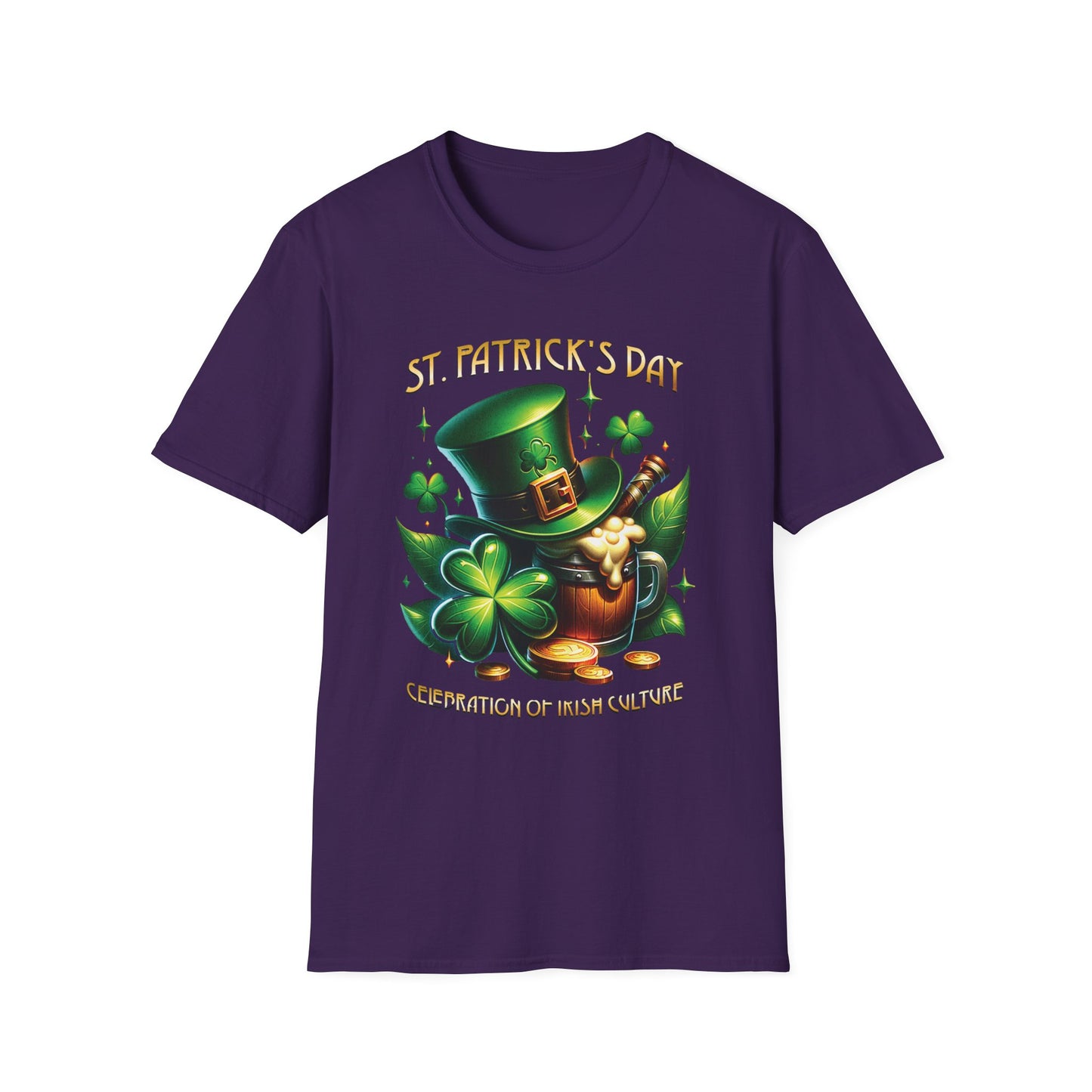 St. Patrick's Day Celebration T-Shirt - Unisex Softstyle Tee with Irish Culture Design