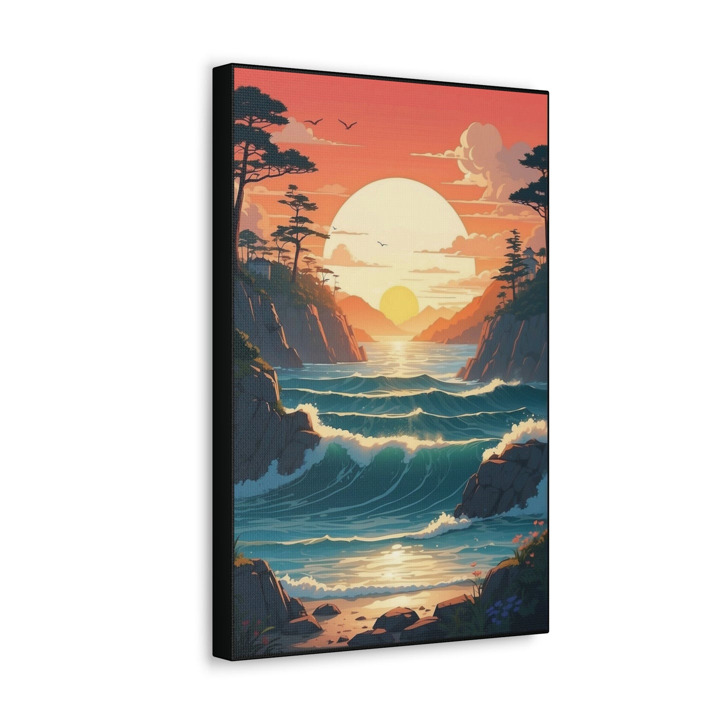 Beautiful sunset over the water channel - Canvas Gallery Wraps