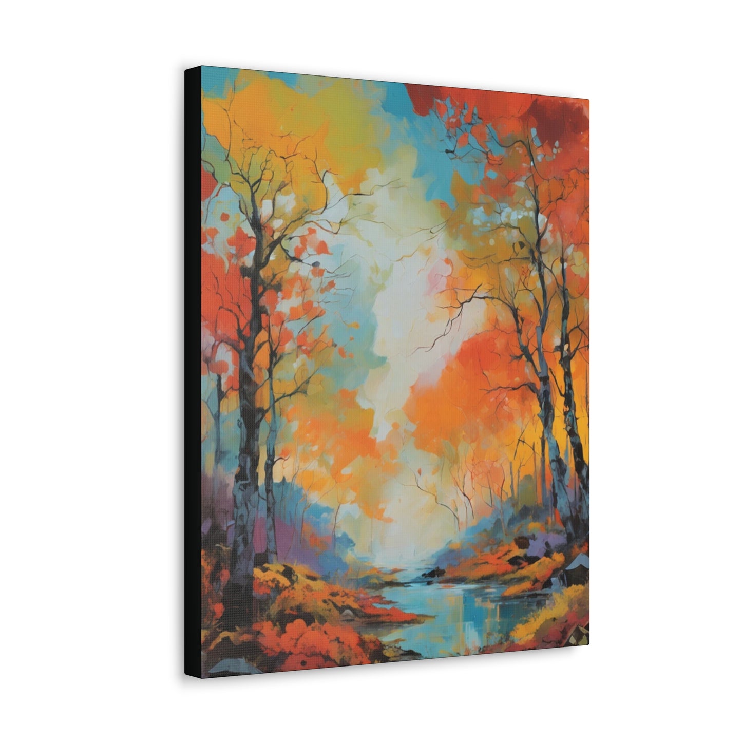 Fall Season Creek: Canvas Gallery Wraps