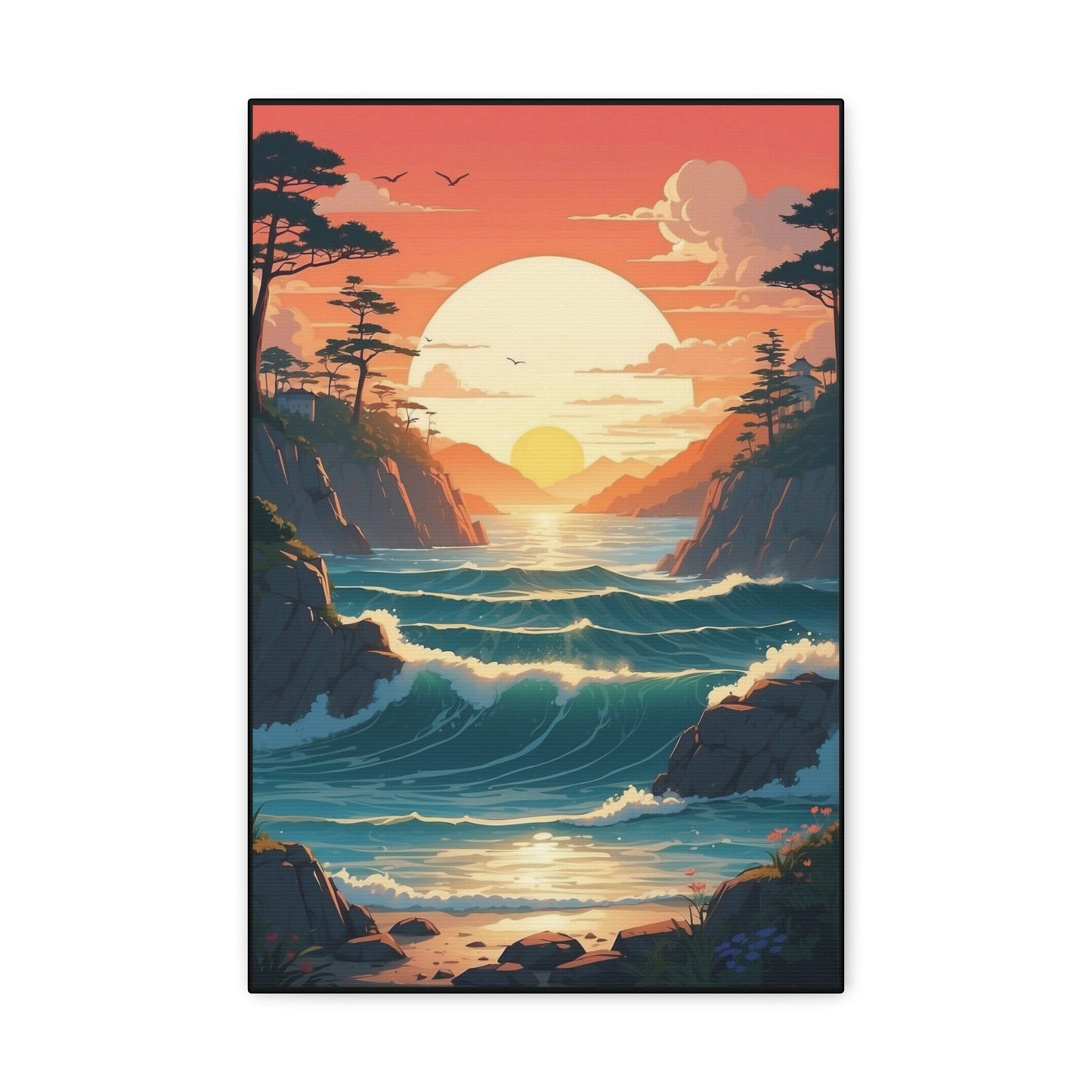 Beautiful sunset over the water channel - Canvas Gallery Wraps