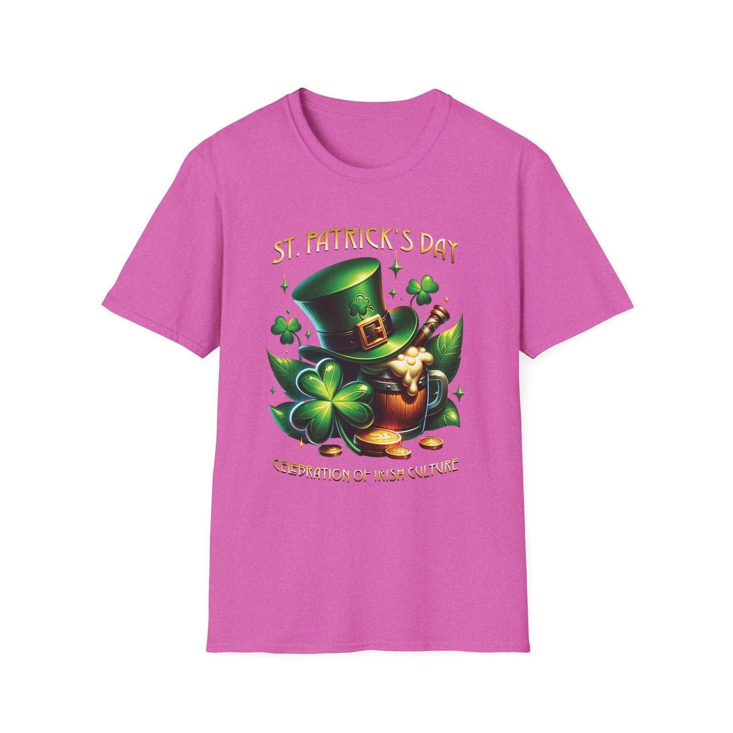 St. Patrick's Day Celebration T-Shirt - Unisex Softstyle Tee with Irish Culture Design