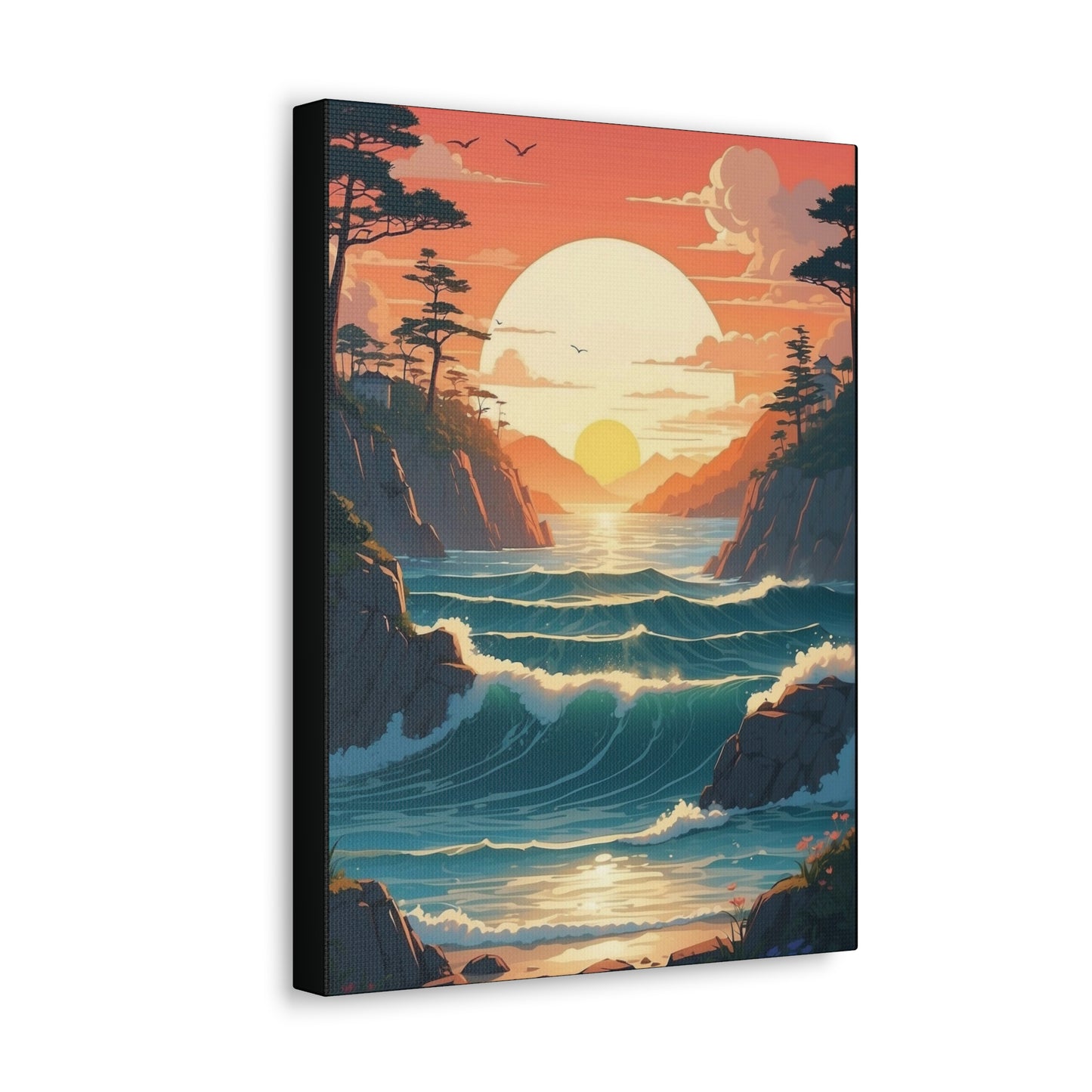 Beautiful sunset over the water channel - Canvas Gallery Wraps
