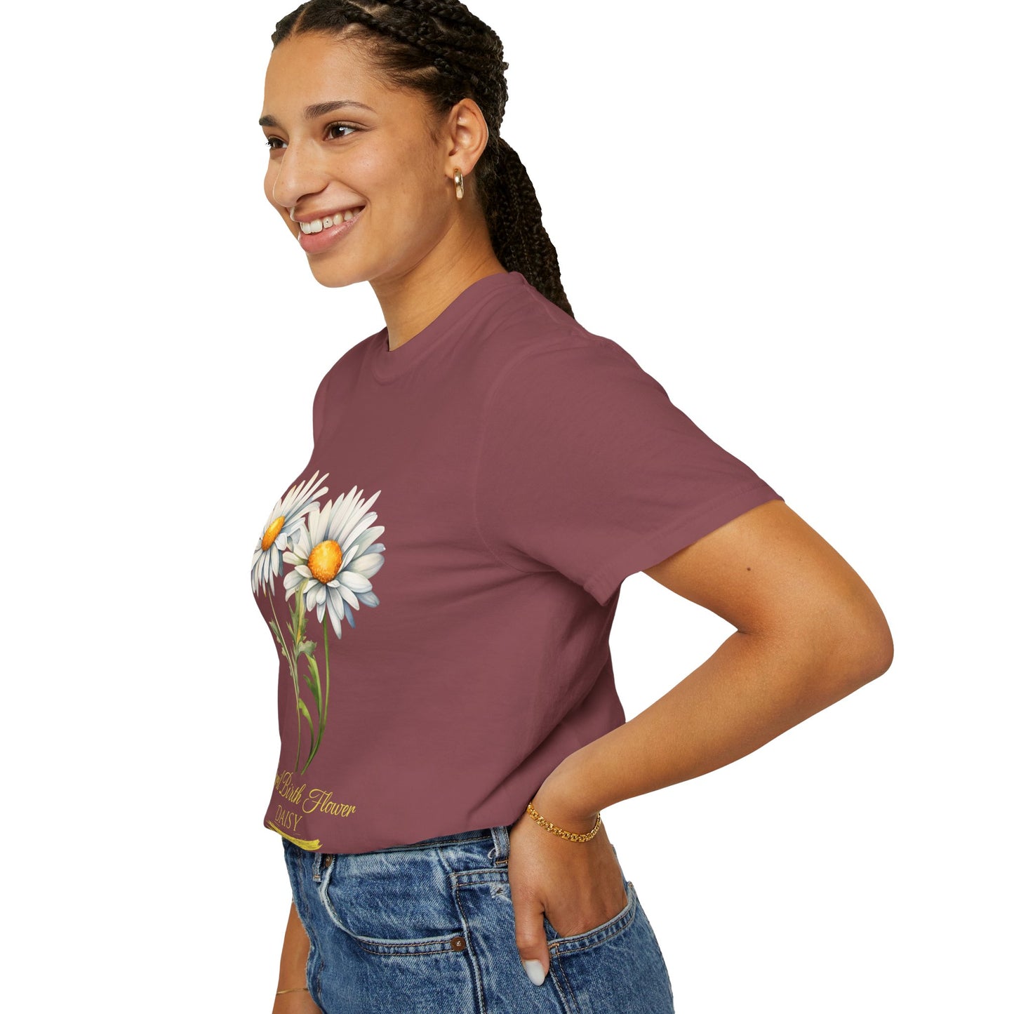 April Birth Flower "Daisy" (For Print on Dark Fabric) - Unisex Garment-Dyed T-shirt