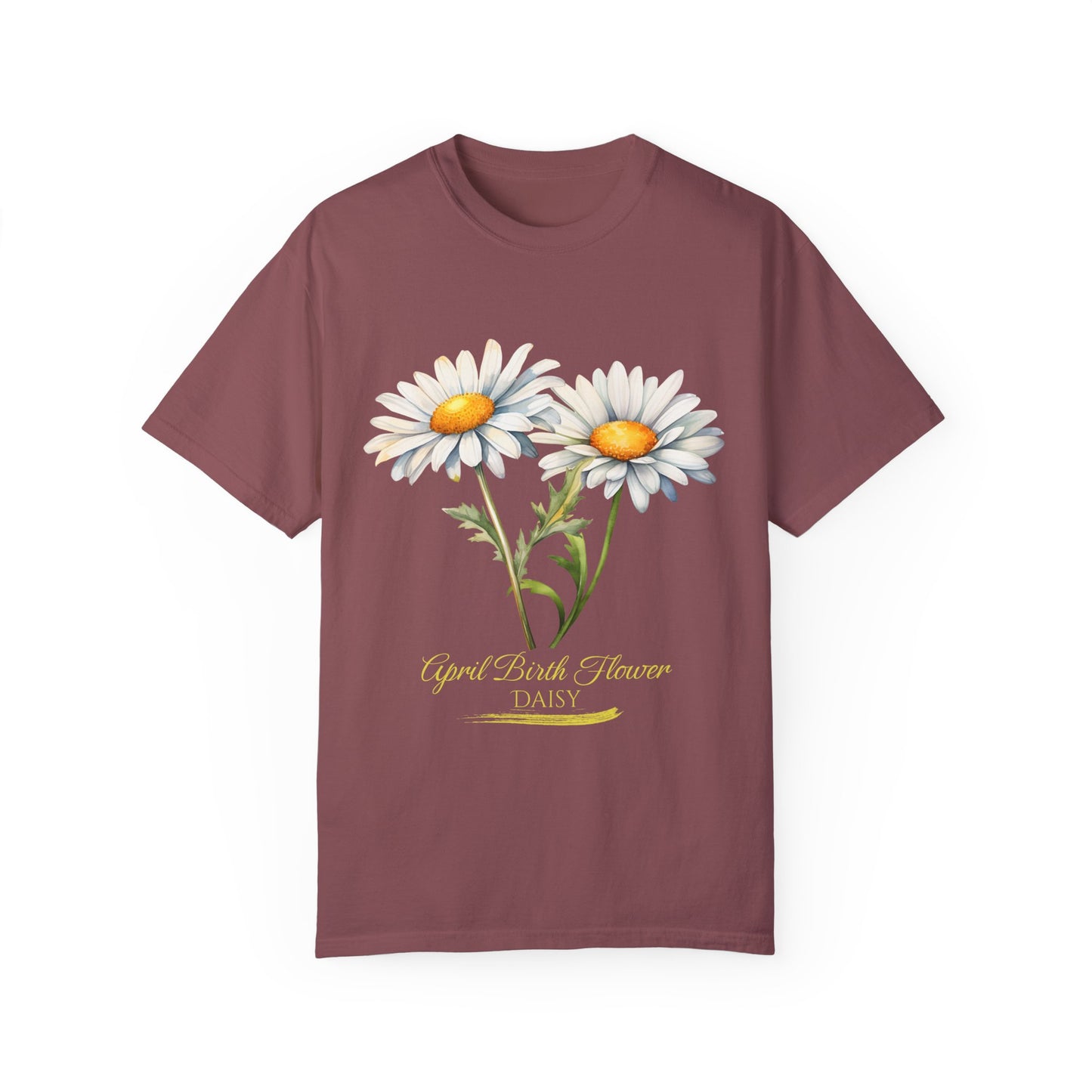 April Birth Flower "Daisy" (For Print on Dark Fabric) - Unisex Garment-Dyed T-shirt