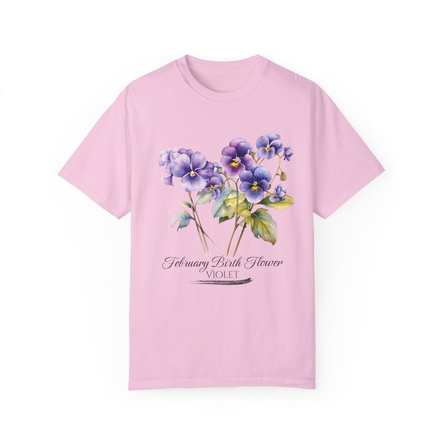 February Birth Flower "Violet" - Unisex Garment-Dyed T-shirt