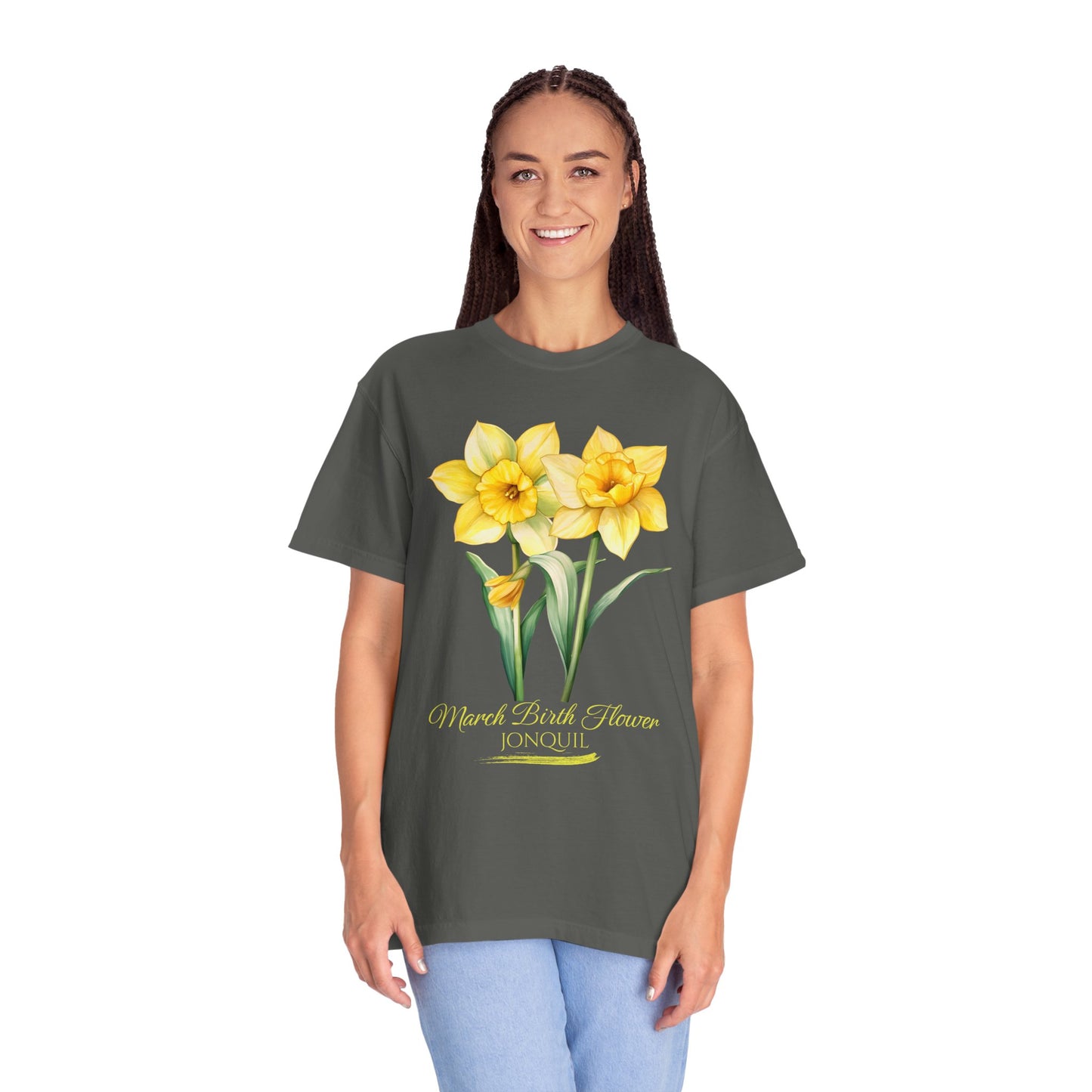 March Birth Flower "Jonquil" (For Print on Dark Fabric) - Unisex Garment-Dyed T-shirt