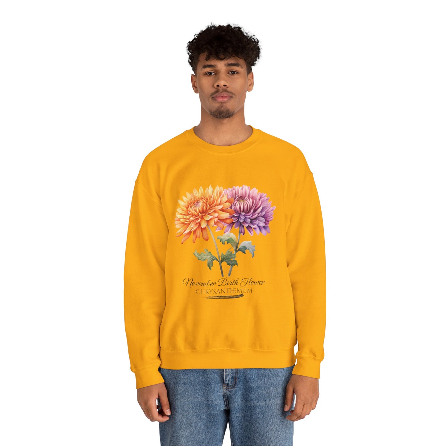 November Birth Flower (Chrysanthemum) - Unisex Heavy Blend™ Crewneck Sweatshirt