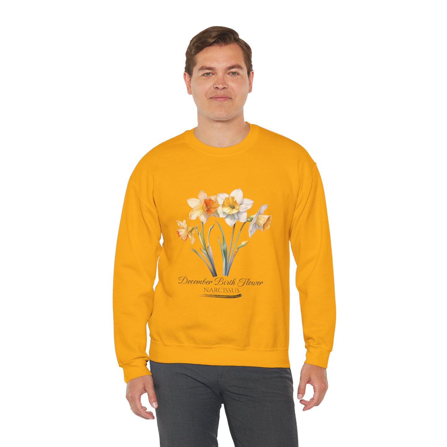 December Birth Flower (Narcisus) - Unisex Heavy Blend™ Crewneck Sweatshirt