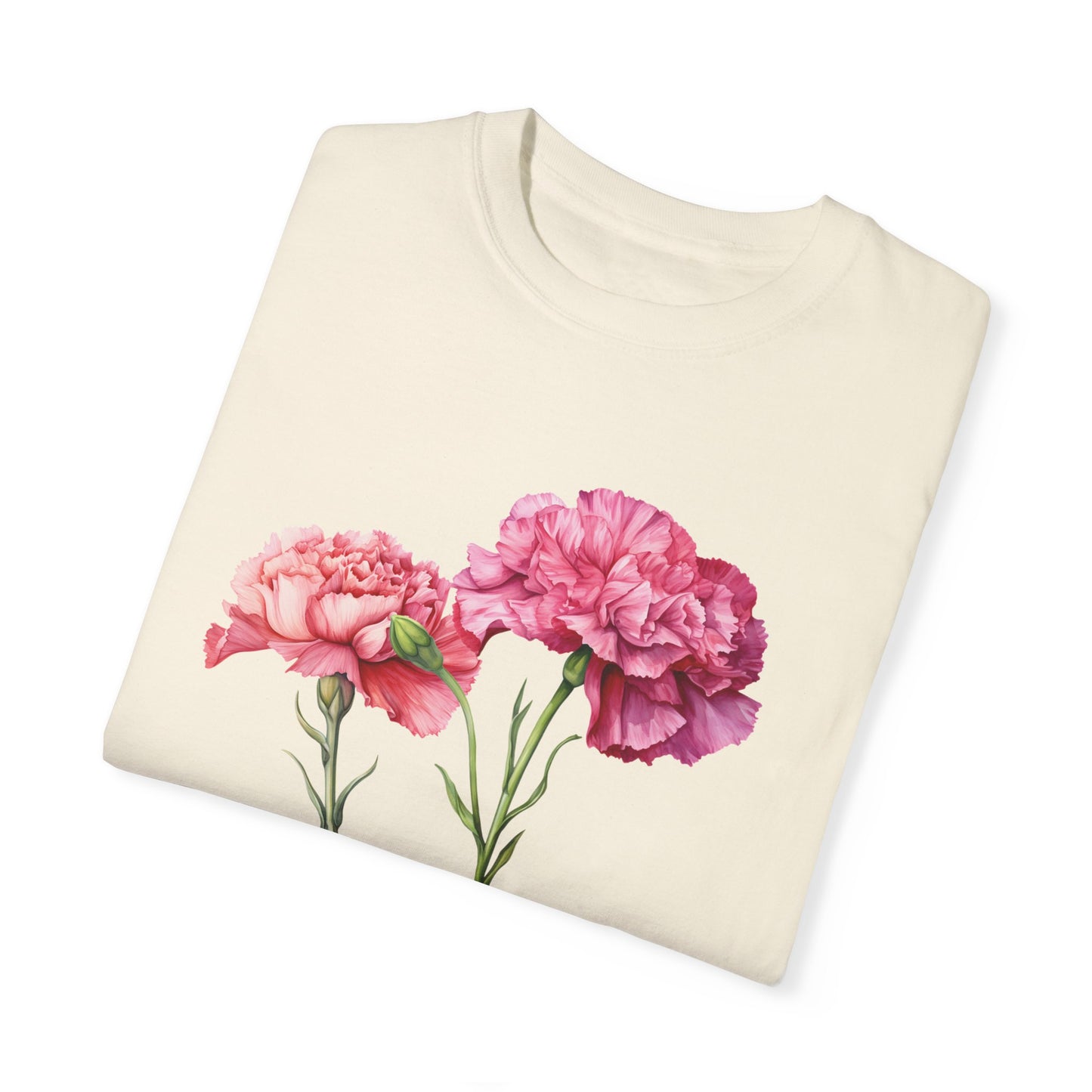 January Birth Flower "Carnation" - Unisex Garment-Dyed T-shirt