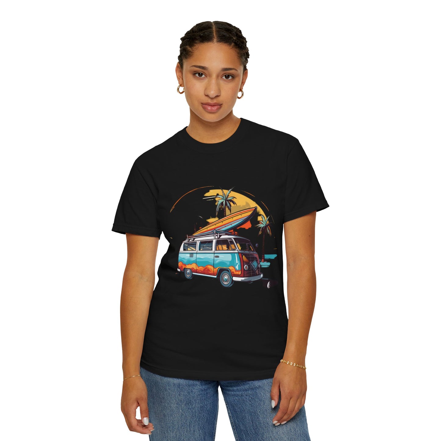 Retro Surf Van: Unisex Garment-Dyed T-shirt