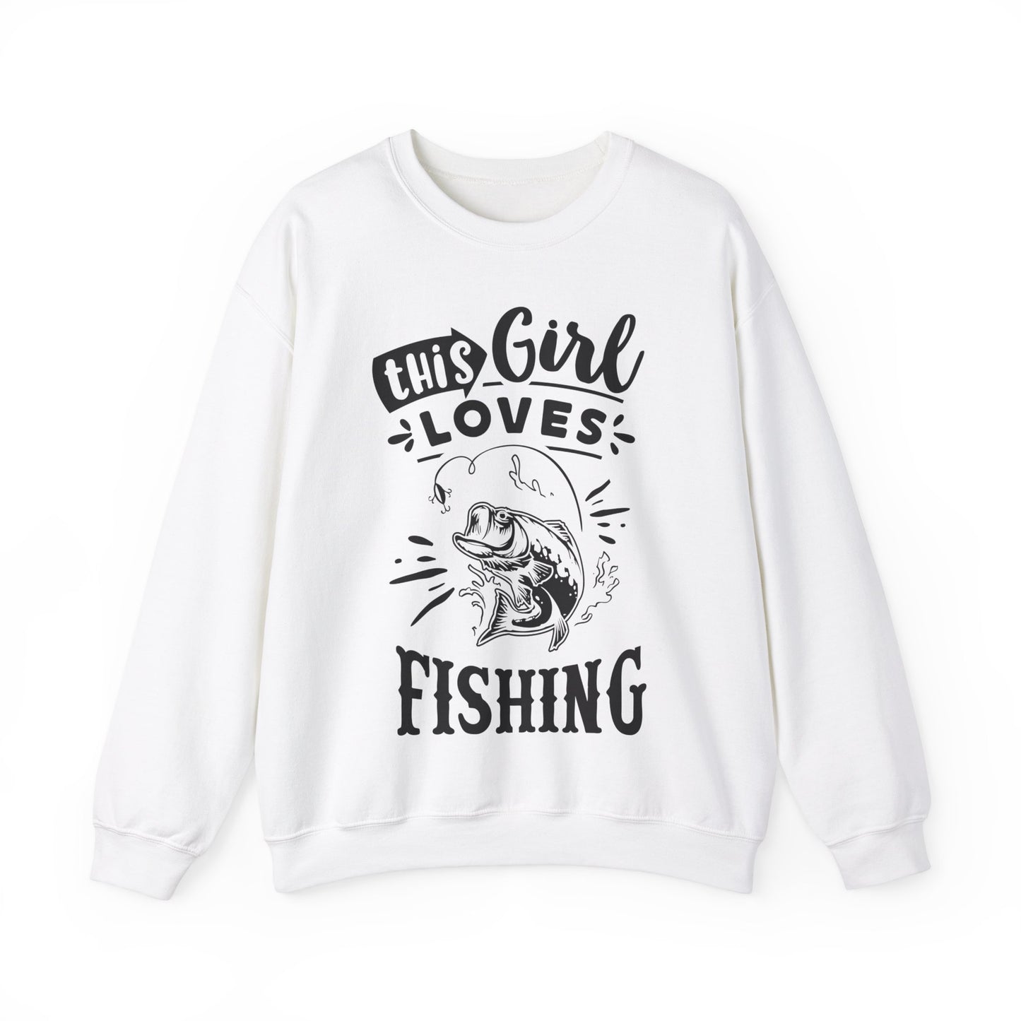 This girl loves fishing - Unisex Heavy Blend™ Crewneck Sweatshirt