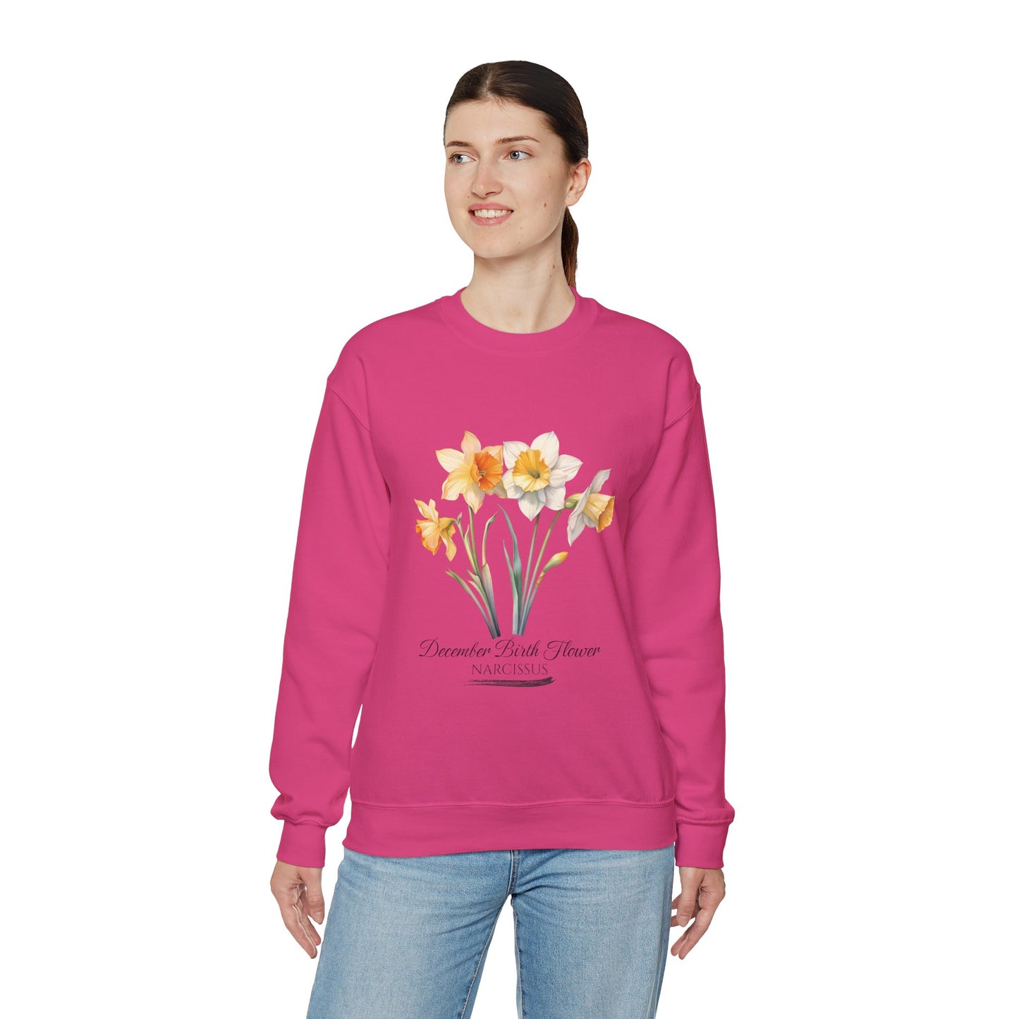 December Birth Flower (Narcisus) - Unisex Heavy Blend™ Crewneck Sweatshirt