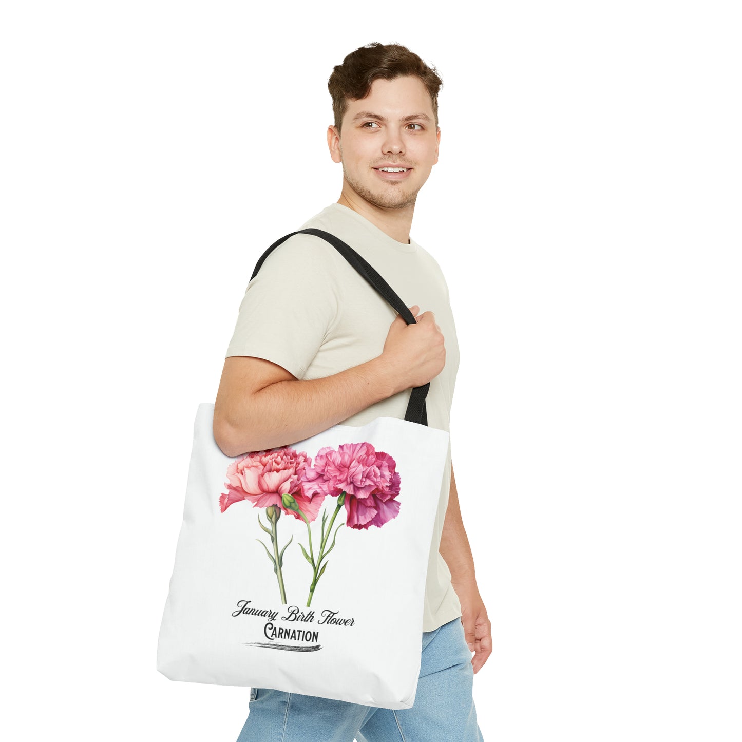 January Birth Flower: Carnation - Tote Bag (AOP)