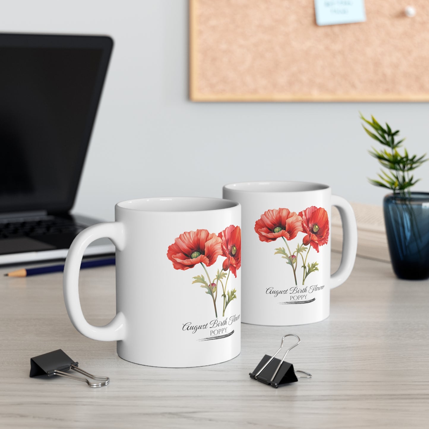 August Birth Flower (Poppy): Ceramic Mug 11oz