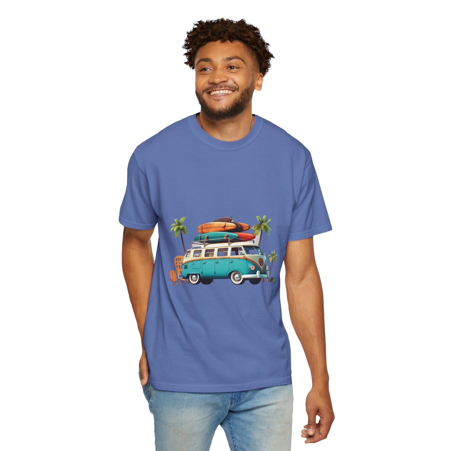 Retro Surf Van: Unisex Garment-Dyed T-shirt