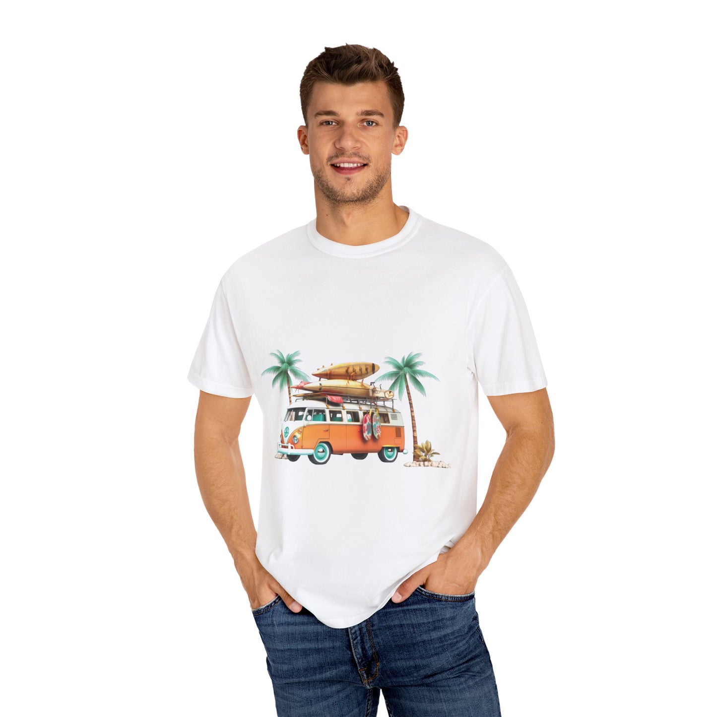 Retro Surf Van: Unisex Garment-Dyed T-shirt