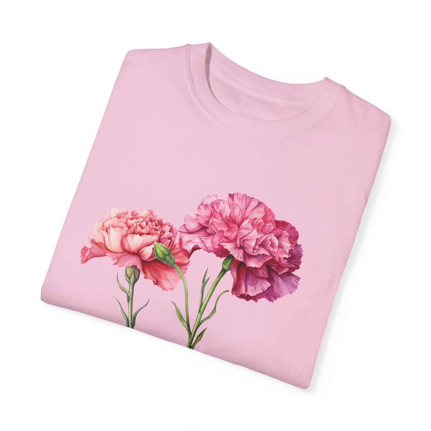 January Birth Flower "Carnation" - Unisex Garment-Dyed T-shirt