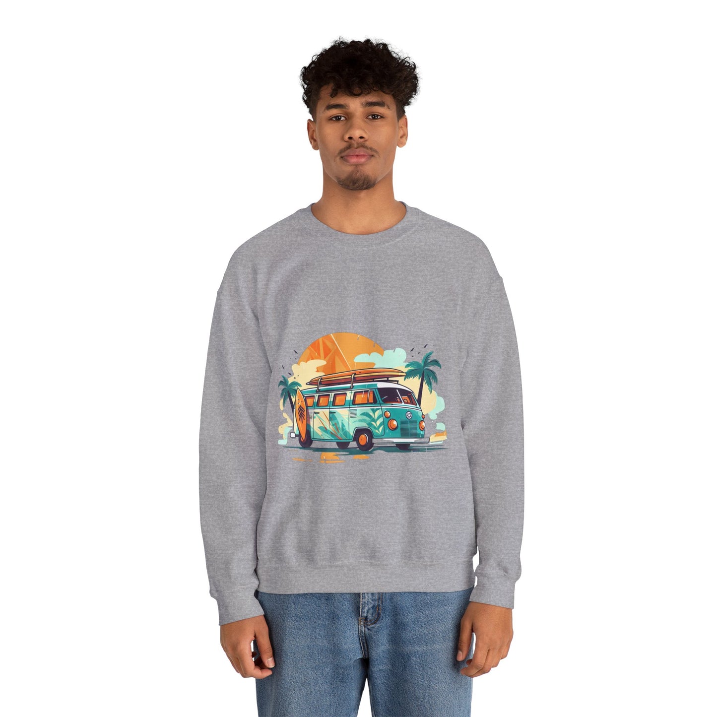 Retro Surf Van - Unisex Heavy Blend™ Crewneck Sweatshirt