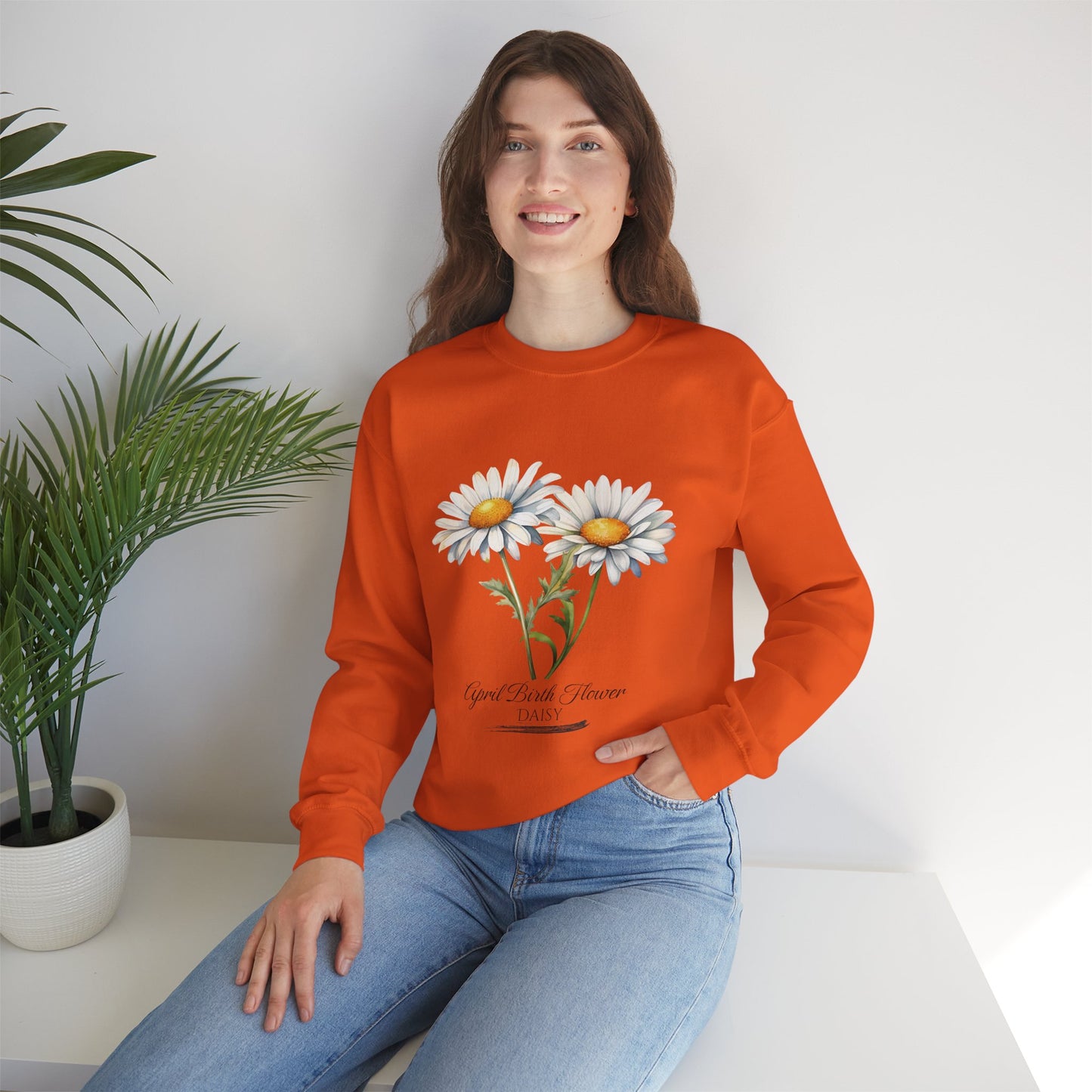 April Birth Flower (Daisy) - Unisex Heavy Blend™ Crewneck Sweatshirt