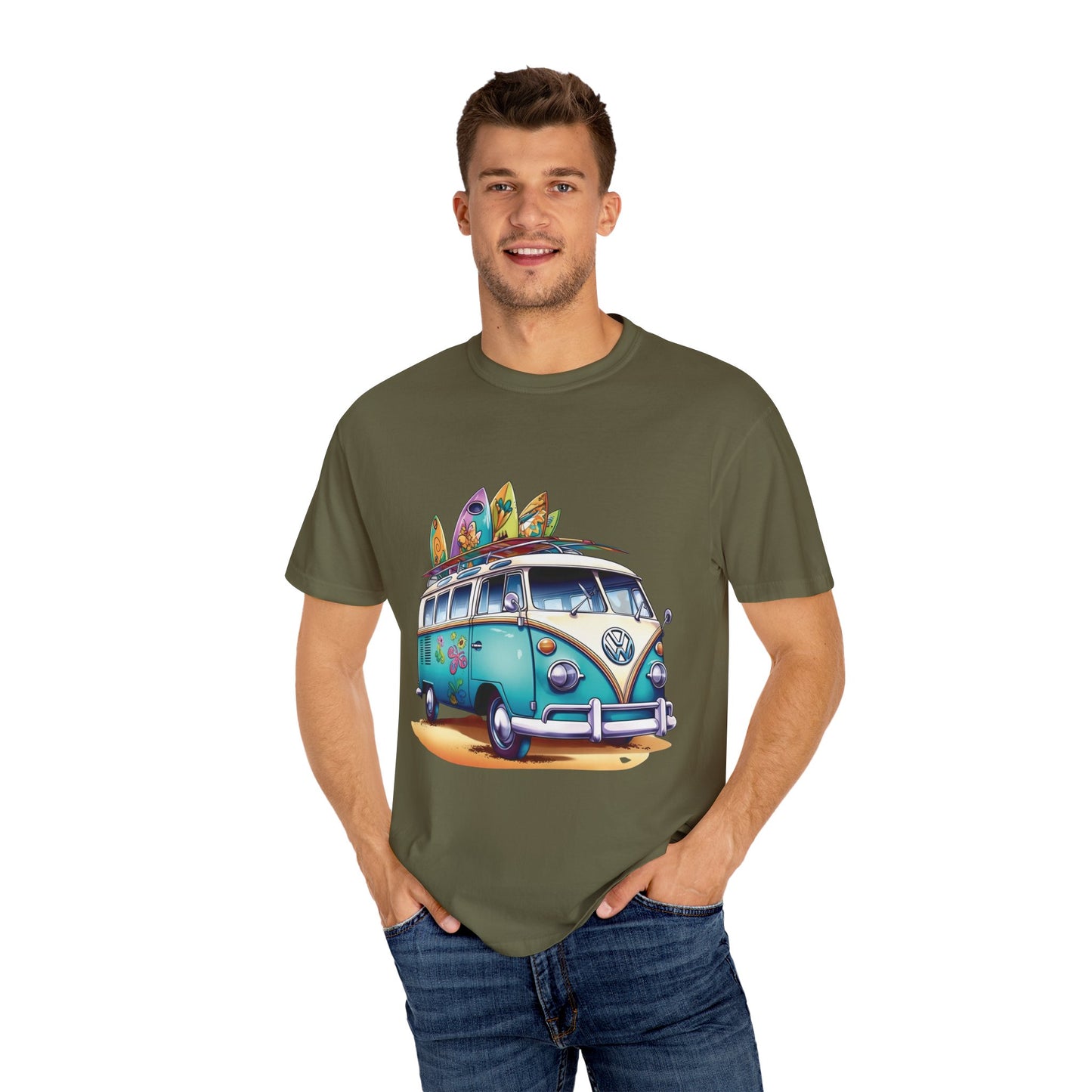 Retro Surf Van: Unisex Garment-Dyed T-shirt