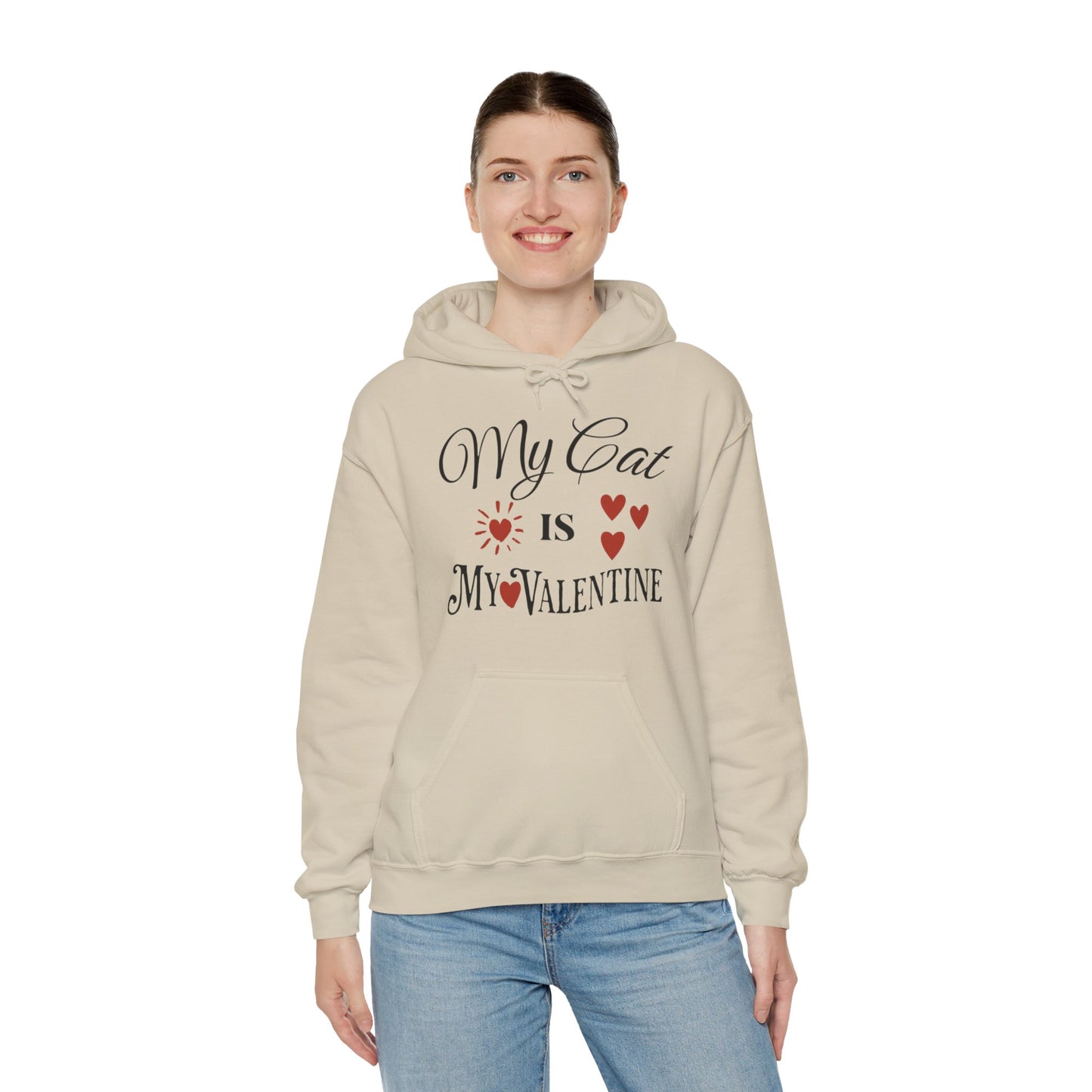 My Cat Is My Valentine - Unisex Heavy Blend™ Hooded Sweatshirt