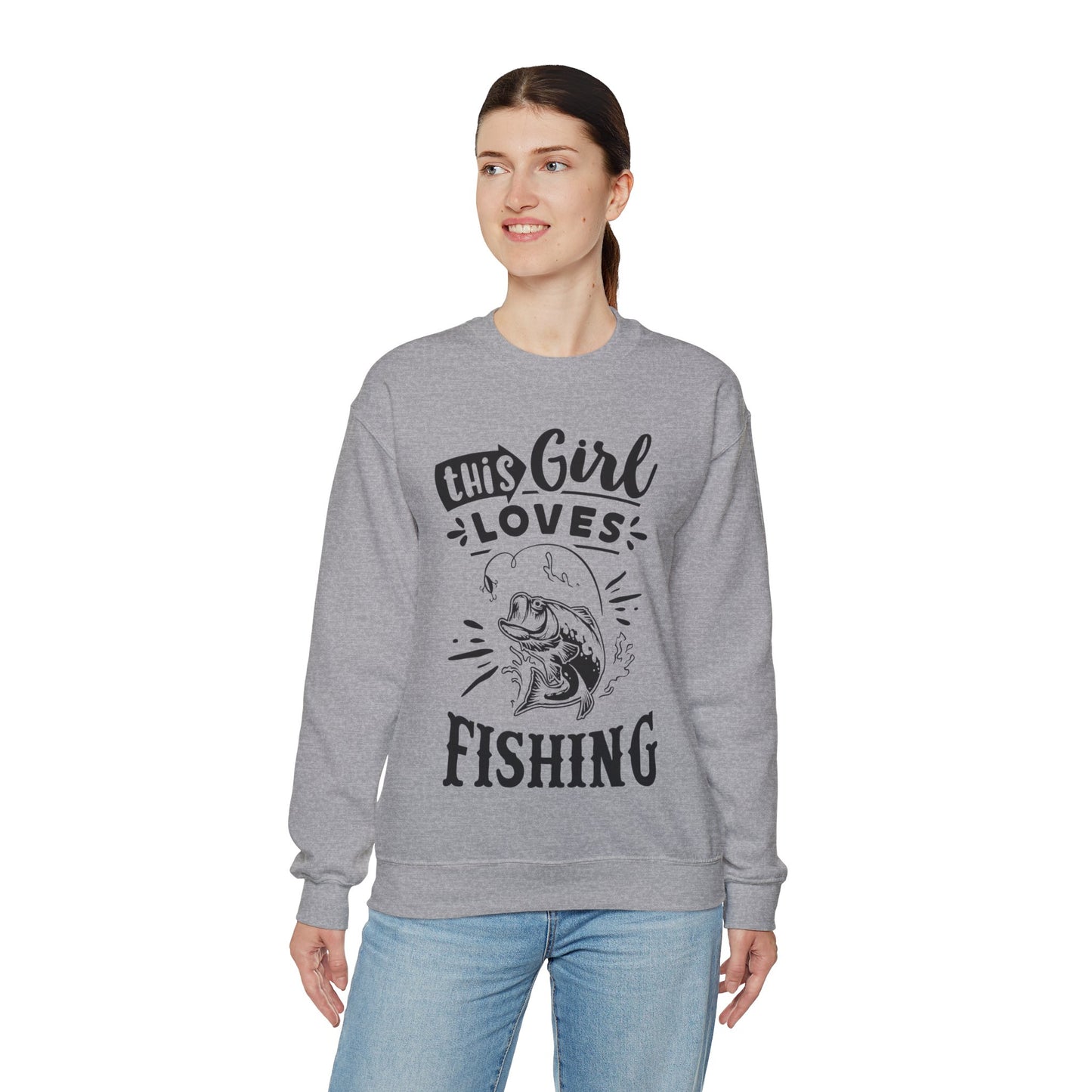 This girl loves fishing - Unisex Heavy Blend™ Crewneck Sweatshirt