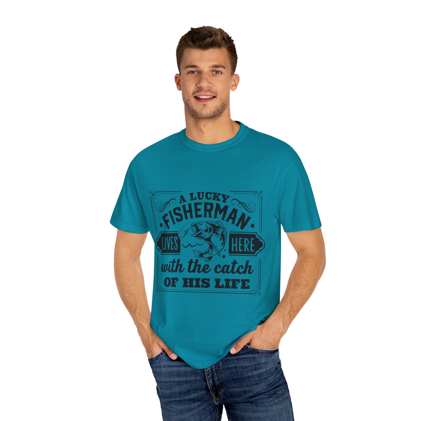 Fisherman lives here: Unisex Garment-Dyed T-shirt