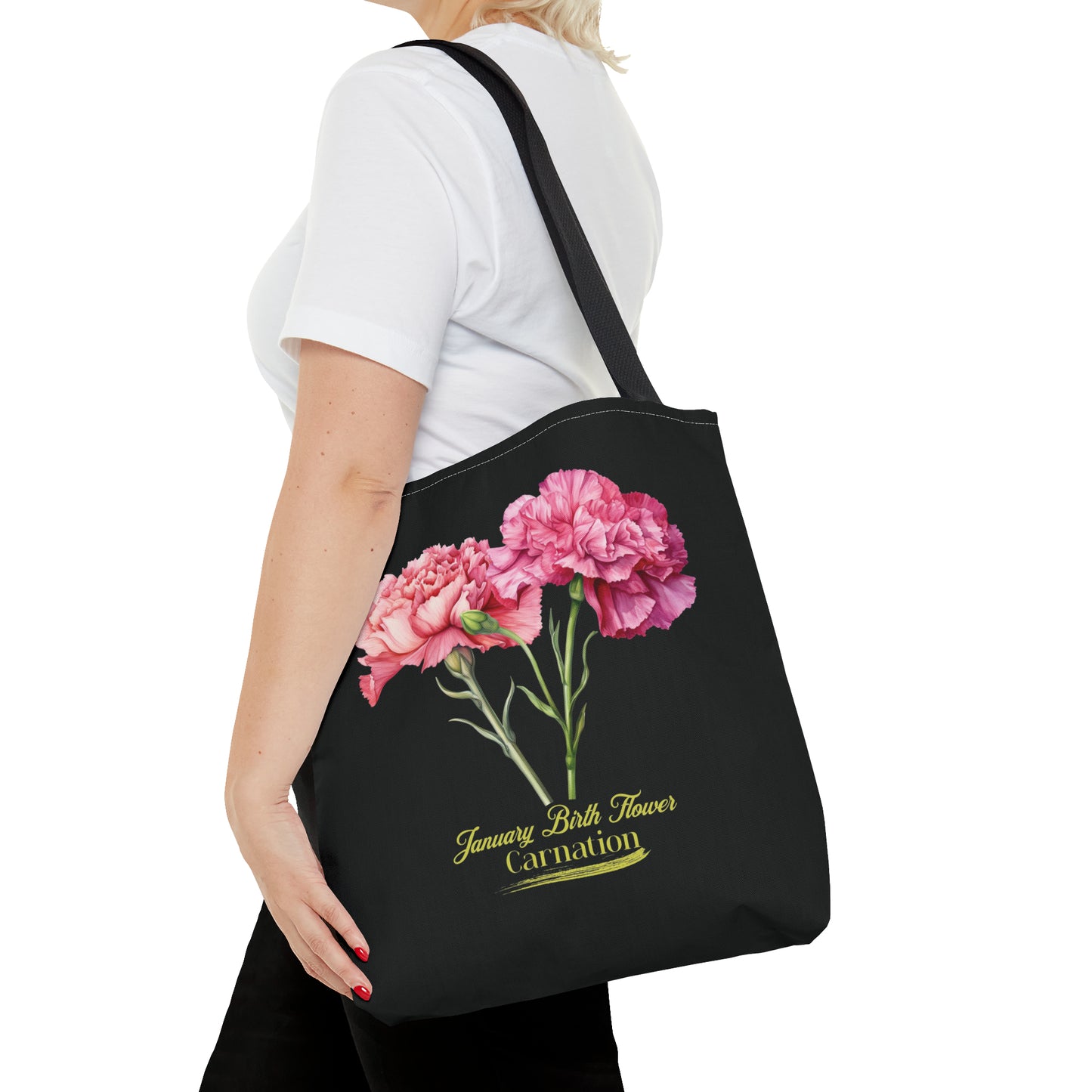 January Birth Flower: Carnation - Tote Bag (AOP)