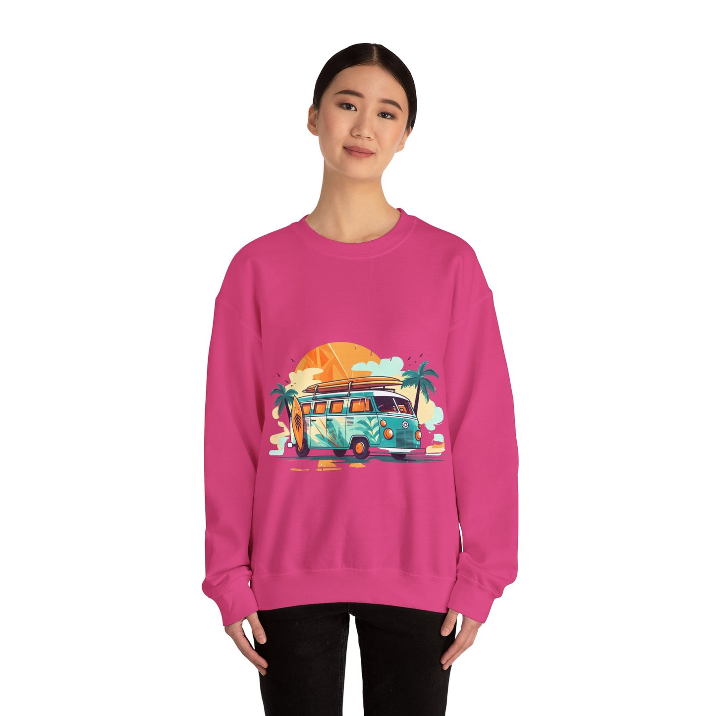 Retro Surf Van - Unisex Heavy Blend™ Crewneck Sweatshirt