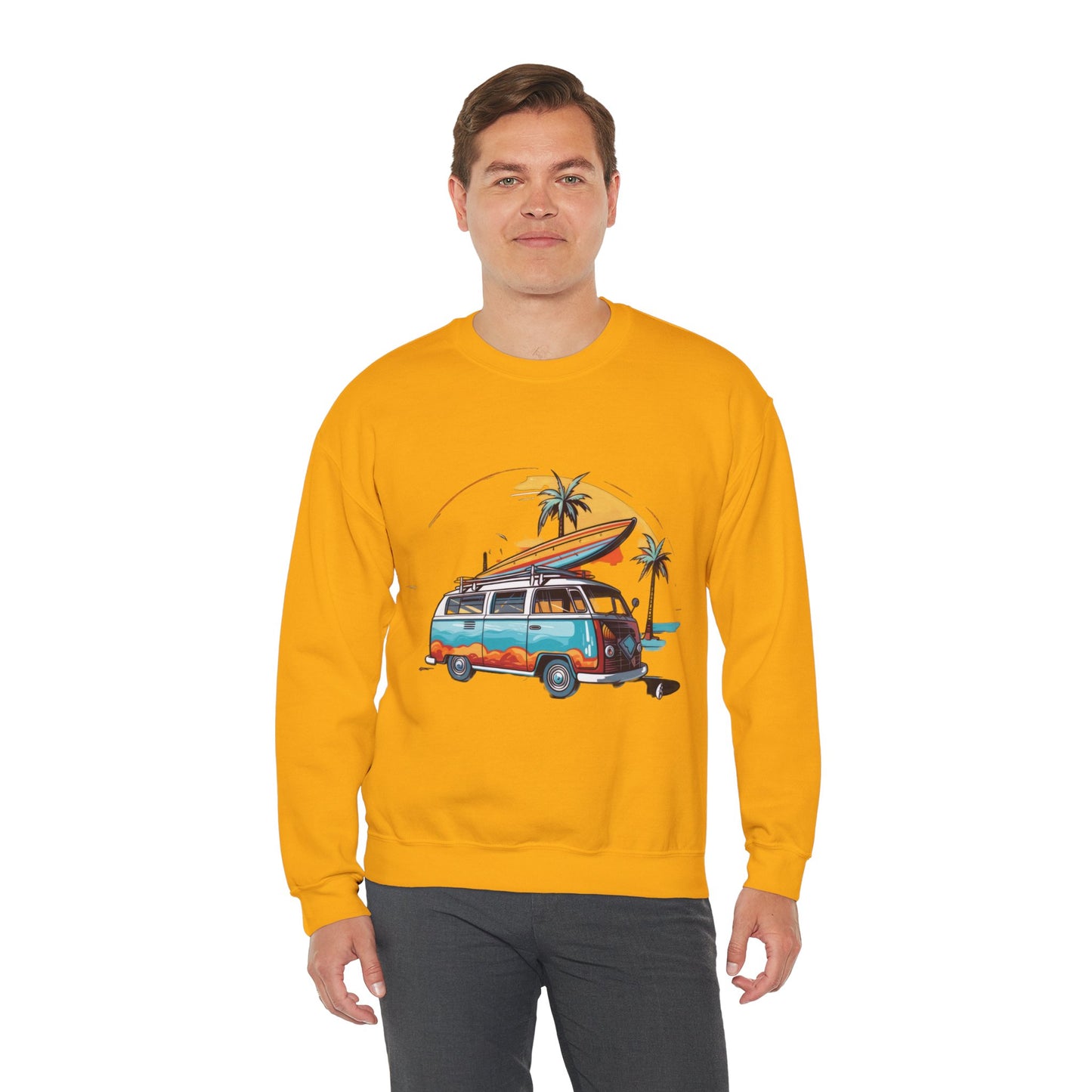 Retro Surf Van - Unisex Heavy Blend™ Crewneck Sweatshirt