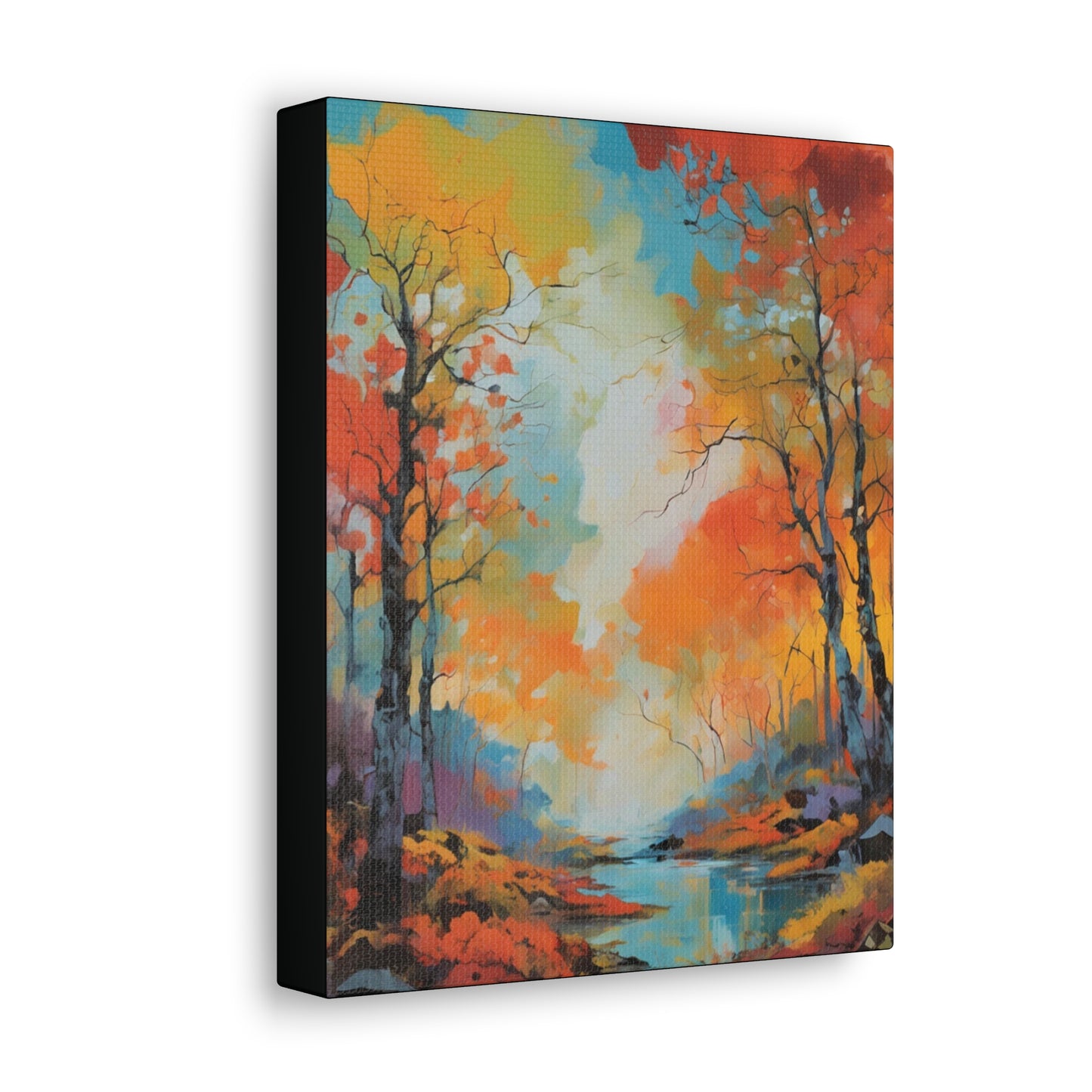 Fall Season Creek: Canvas Gallery Wraps