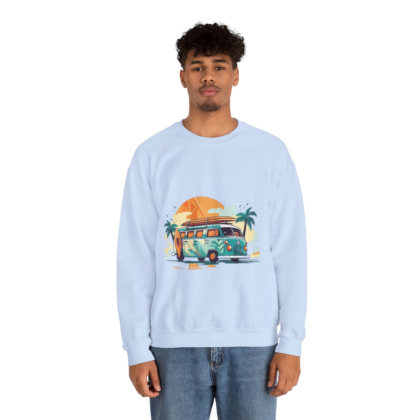 Retro Surf Van - Unisex Heavy Blend™ Crewneck Sweatshirt