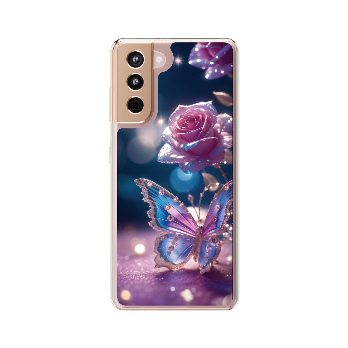 Clear Phone Cases: Fantasy Butterfly and Roses