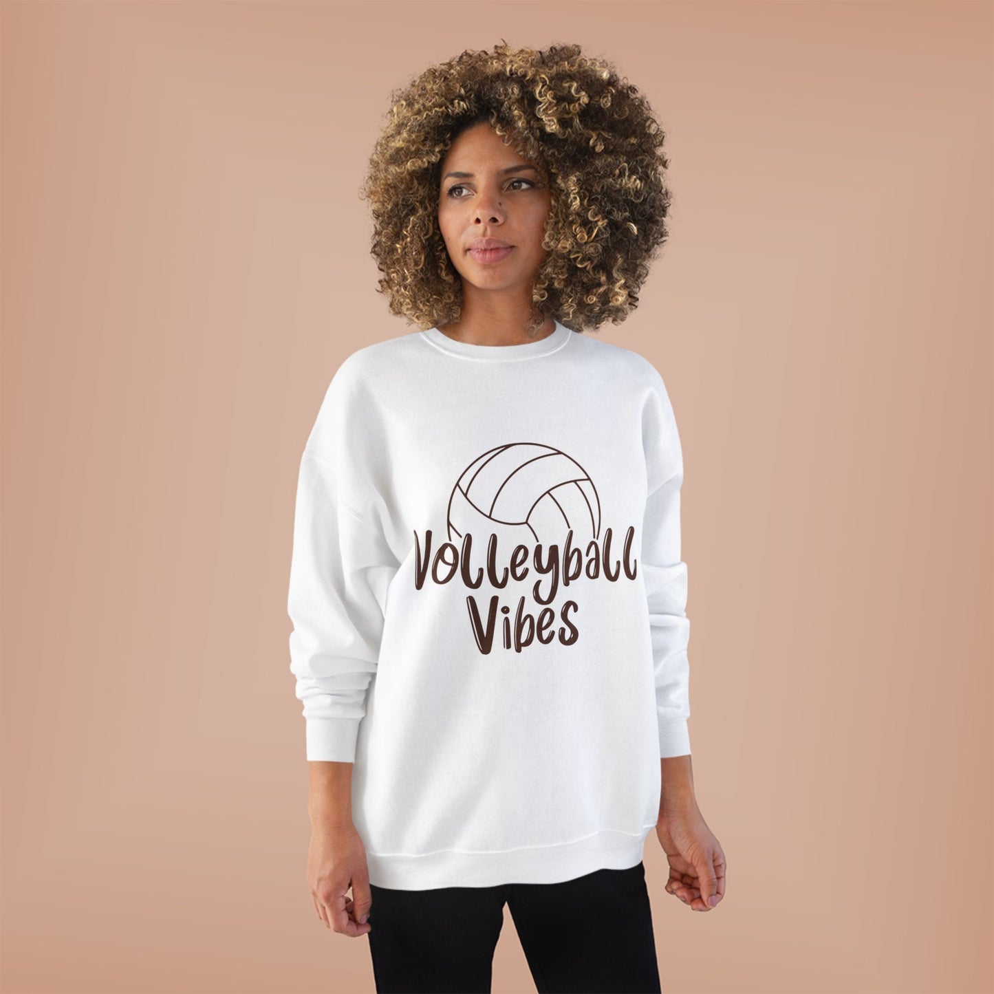 Unisex Volleyball Vibes Crewneck Sweatshirt, Trendy Sports Apparel, Cozy Gift for Athletes, Volleyball Lover's Gear, Eco-Friendly Fashion