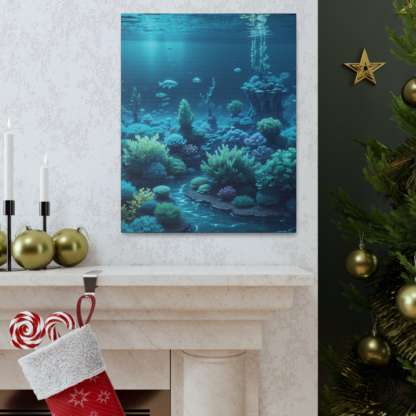 Under Sea Shark Coral Reef: Canvas Gallery Wraps