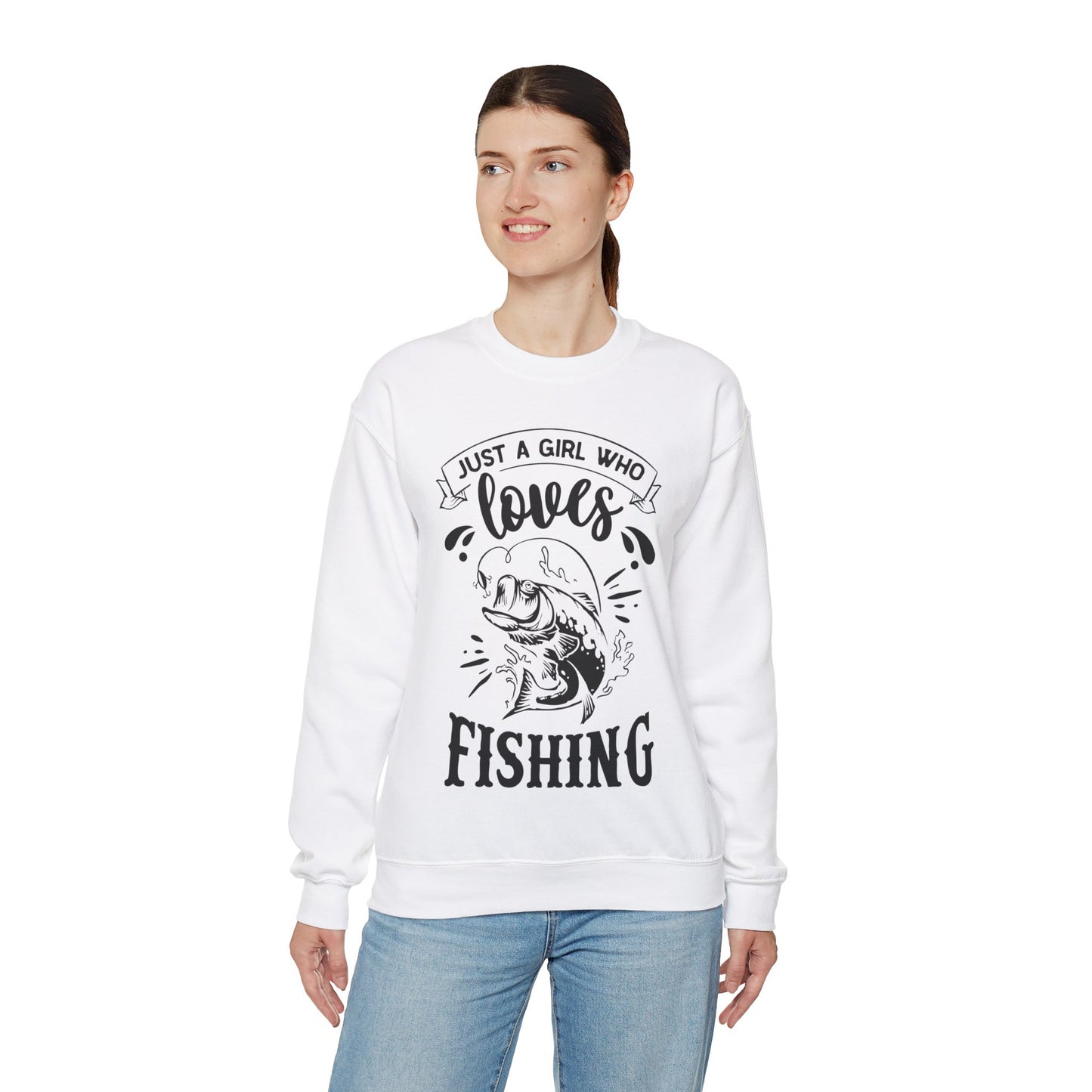Just a girl who loves fishing - Unisex Heavy Blend™ Crewneck Sweatshirt