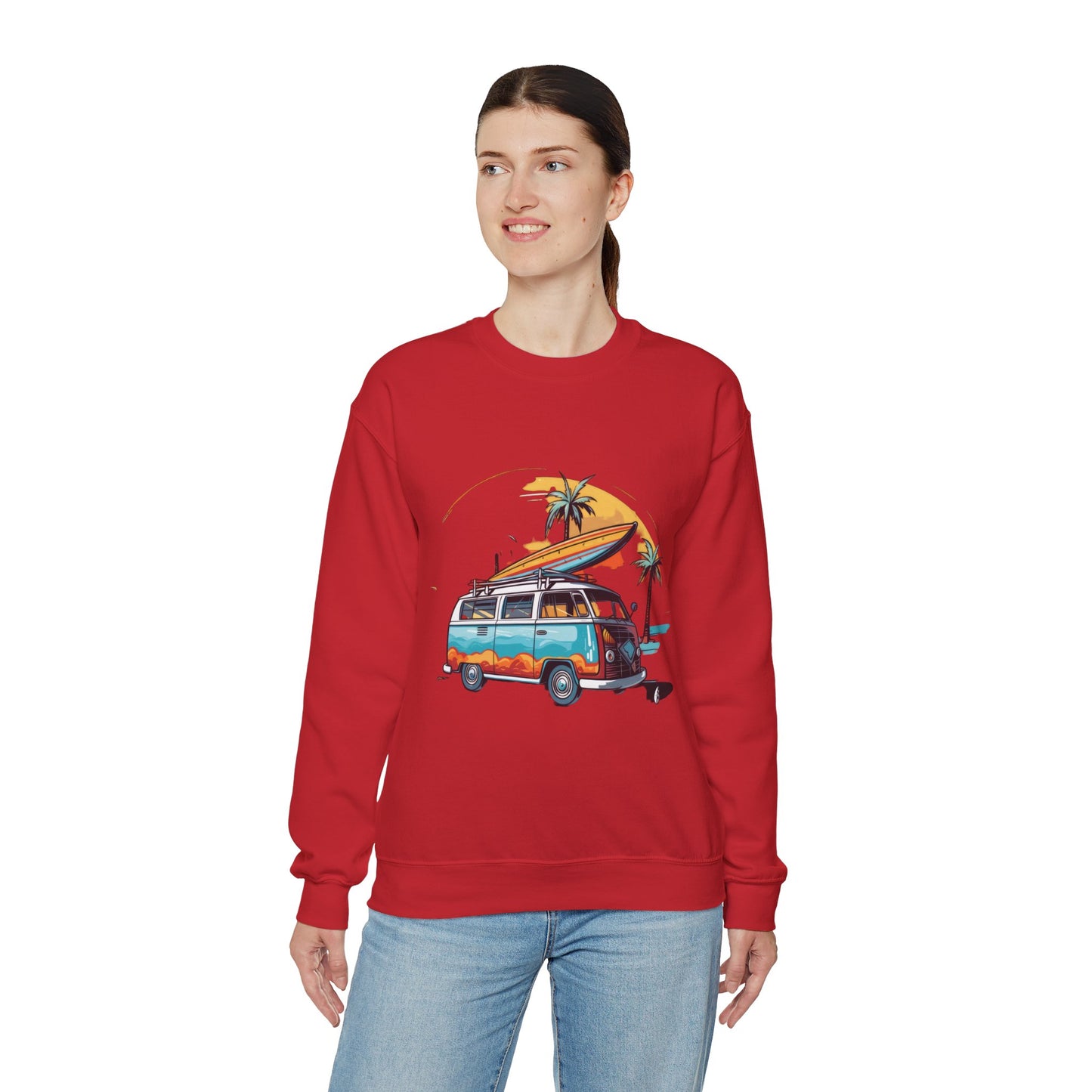 Retro Surf Van - Unisex Heavy Blend™ Crewneck Sweatshirt