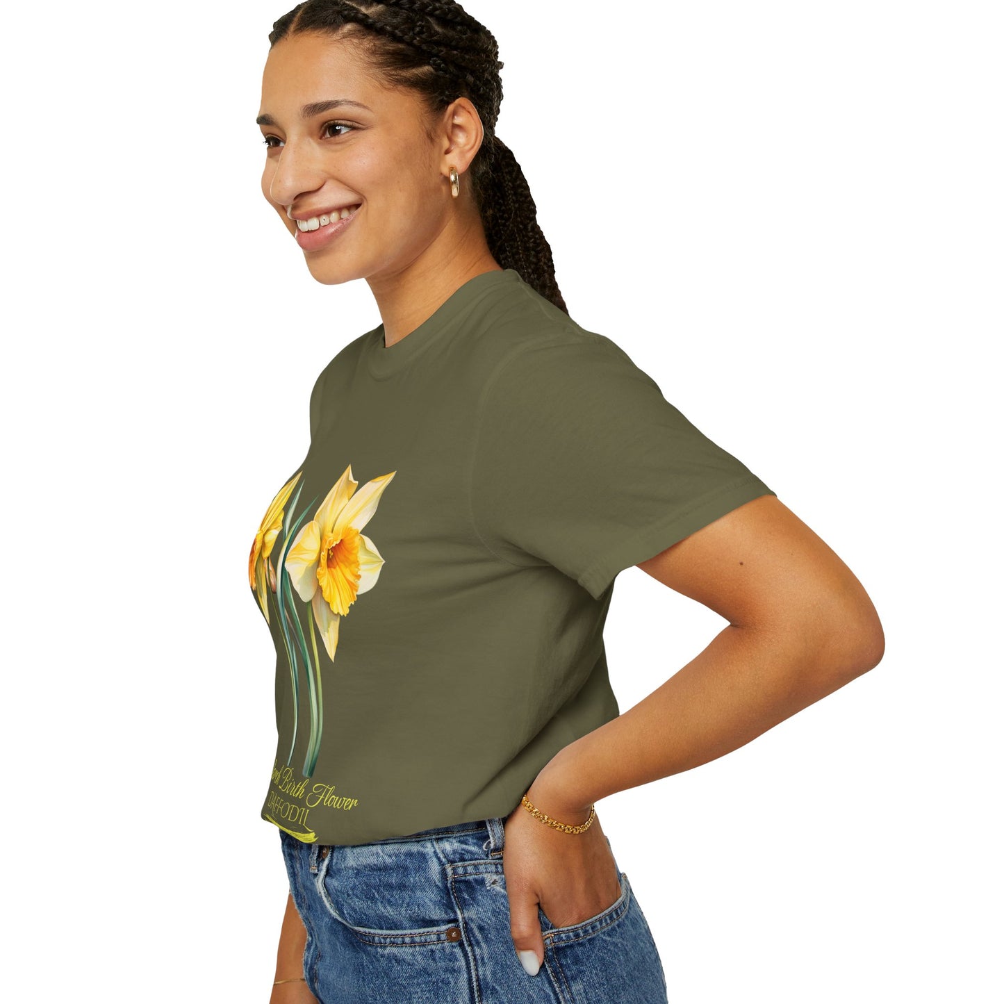 March Birth Flower "Daffodil" (For Print on Dark Fabric) - Unisex Garment-Dyed T-shirt