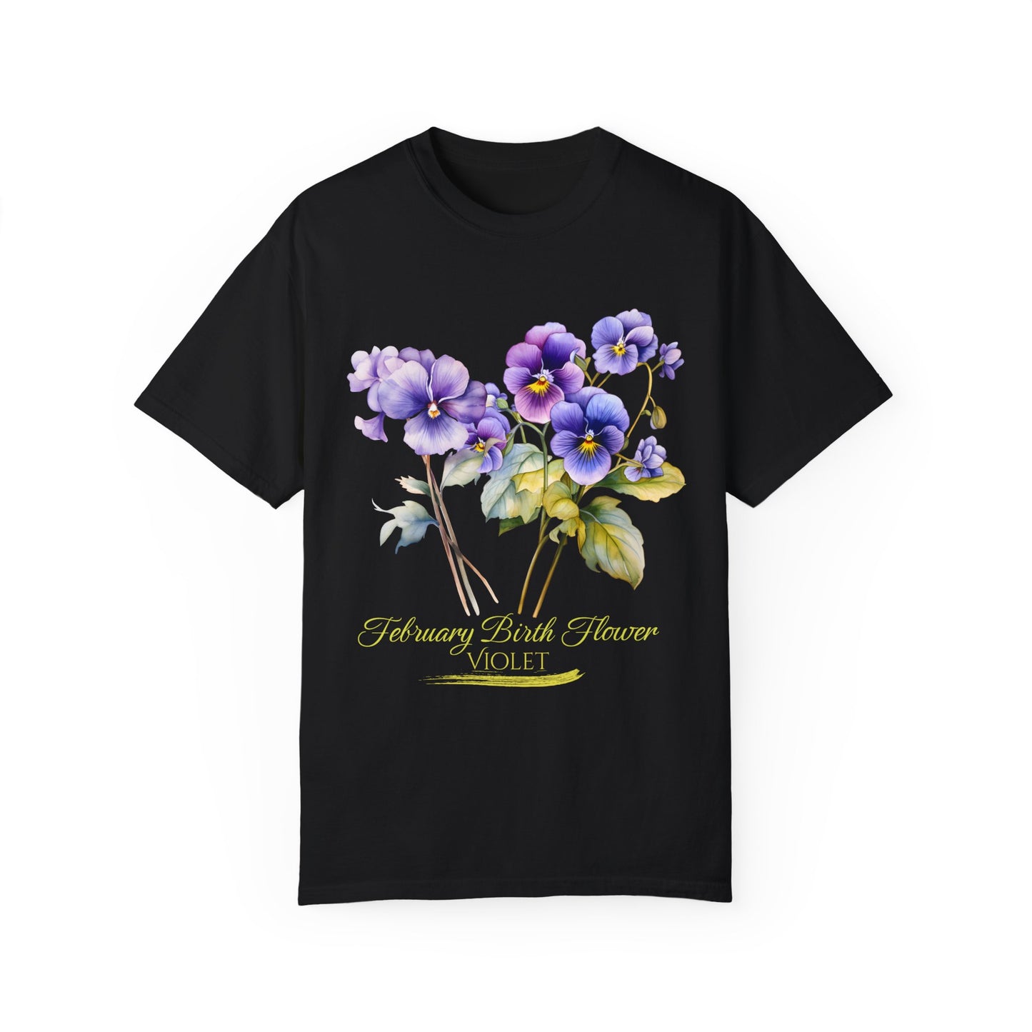 February Birth Flower "Violet" (For Dark Print) - Unisex Garment-Dyed T-shirt