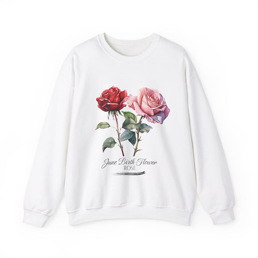 June Birth Flower (Rose) - Unisex Heavy Blend™ Crewneck Sweatshirt