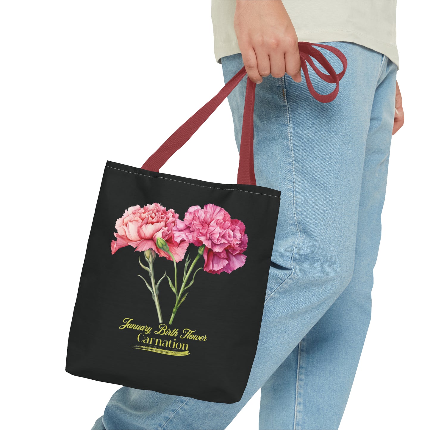 January Birth Flower: Carnation - Tote Bag (AOP)