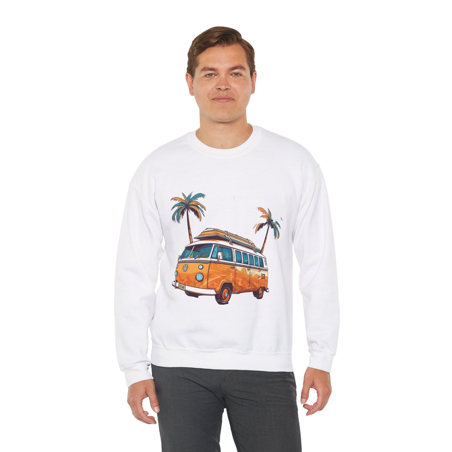 Retro Surf Van - Unisex Heavy Blend™ Crewneck Sweatshirt