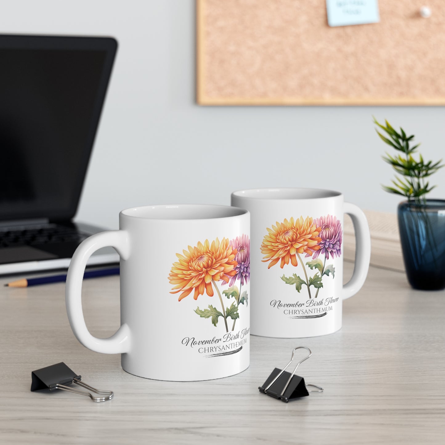 November Birth Flower (Chrysanthemum): Ceramic Mug 11oz