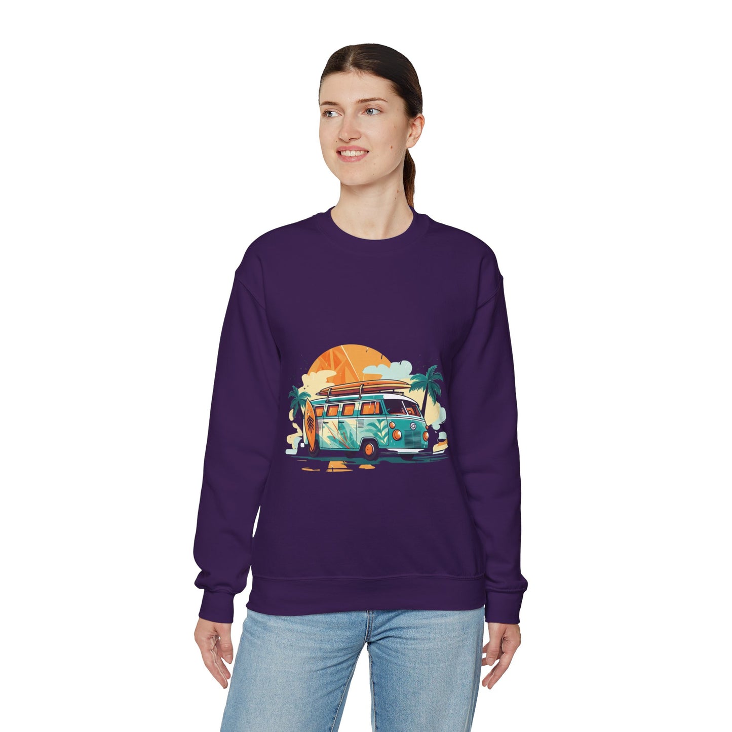 Retro Surf Van - Unisex Heavy Blend™ Crewneck Sweatshirt