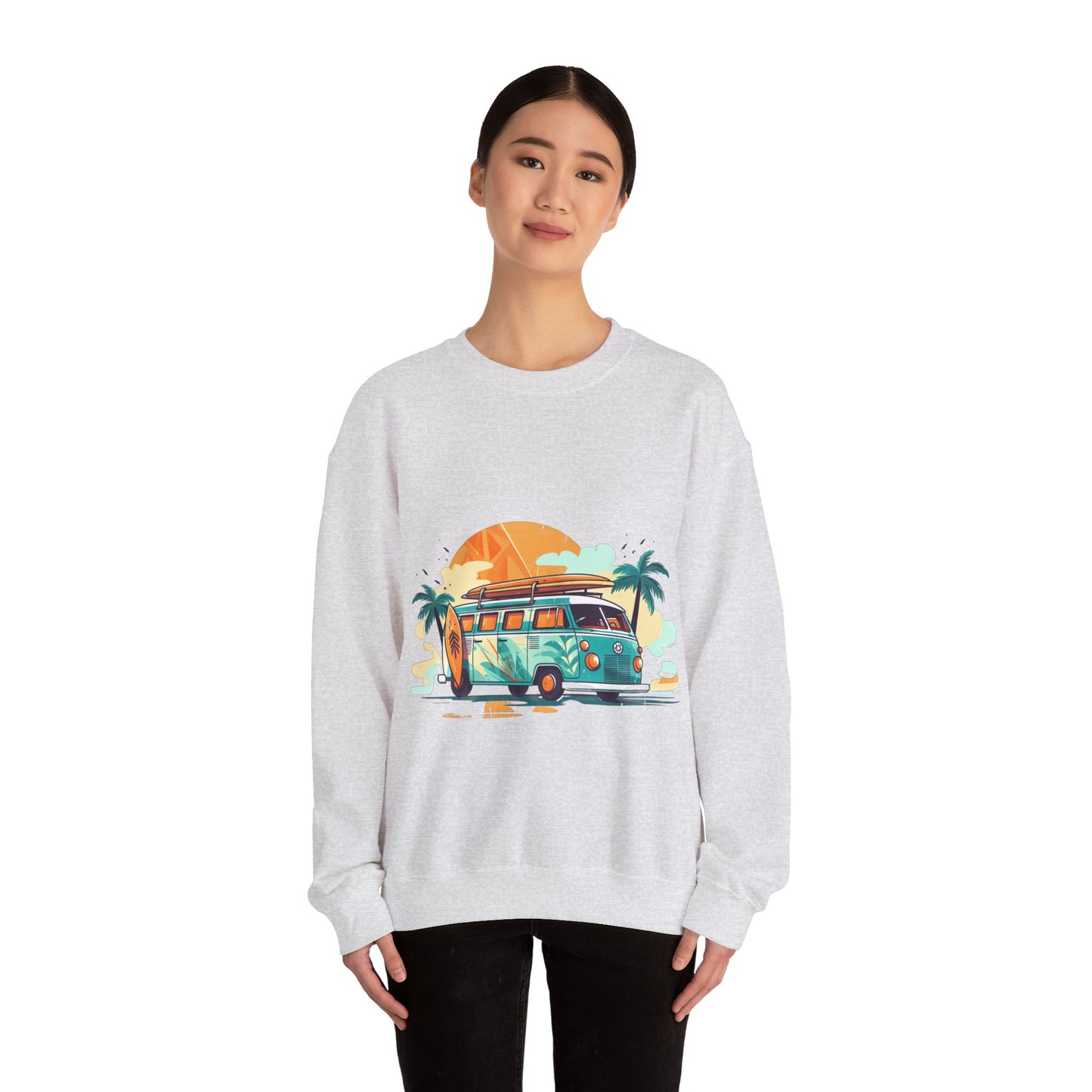 Retro Surf Van - Unisex Heavy Blend™ Crewneck Sweatshirt