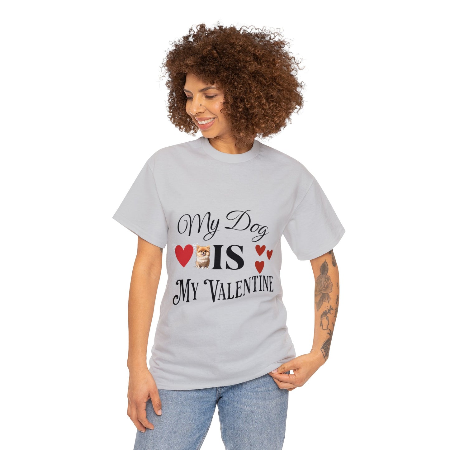 My dog is my valentine - Unisex Heavy Cotton Tee